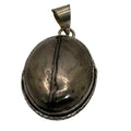 Vintage Large Sterling Silver Oval Hematite Cabochon Southwest Pendant 1" Estate