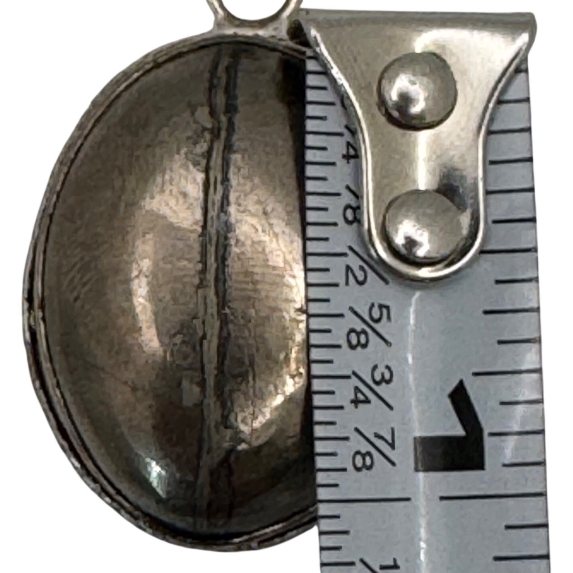 Vintage Large Sterling Silver Oval Hematite Cabochon Southwest Pendant 1" Estate