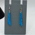 Vintage Howlite Slab Blue Dangle Earrings Marble Statement Jewelry 2" Southwest