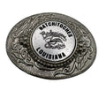 Vintage Natchitoches Louisiana Belt Buckle Oval Western Style Silver-Tone Metal