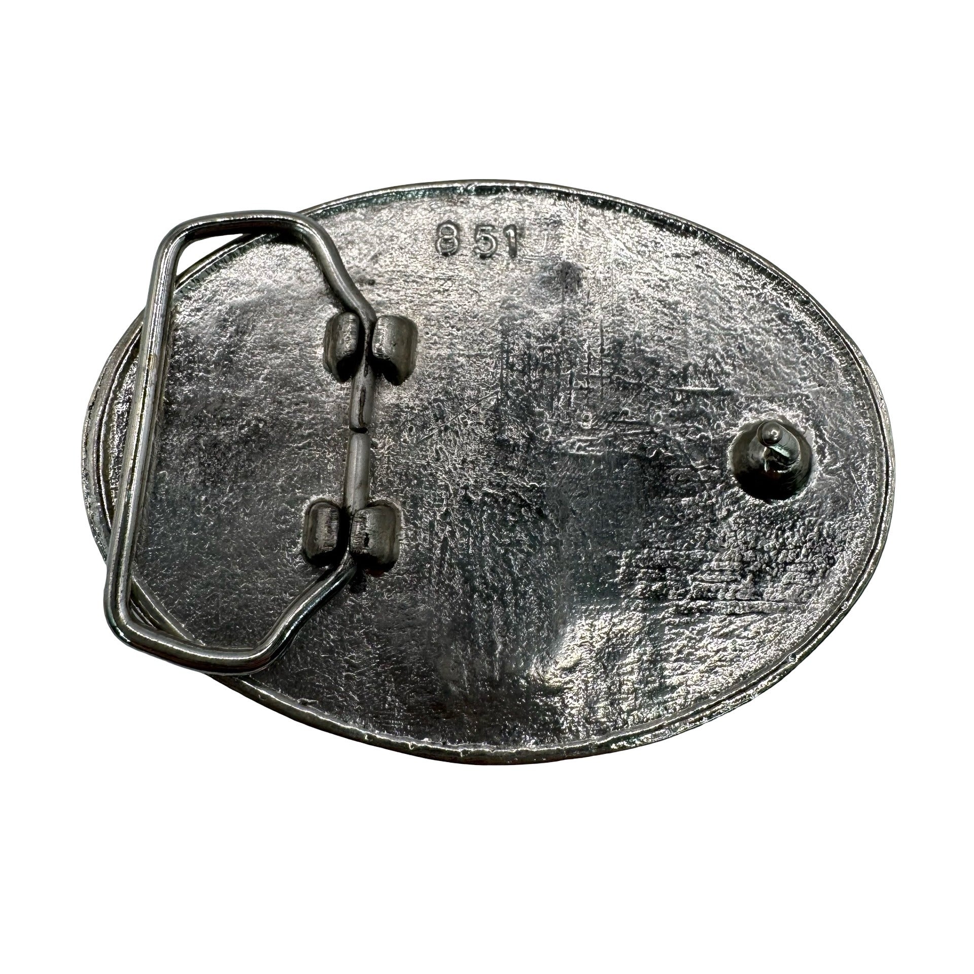 Vintage Natchitoches Louisiana Belt Buckle Oval Western Style Silver-Tone Metal