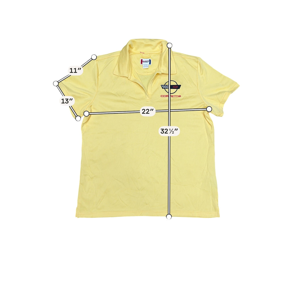 Yellow Corvette Logo Polo Shirt Clique XL CoolDry Polyester Blend Museum Mens