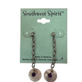 Southwest Spirit Sterling Silver Chain Drop Earrings Amethyst Beads MOP Discs