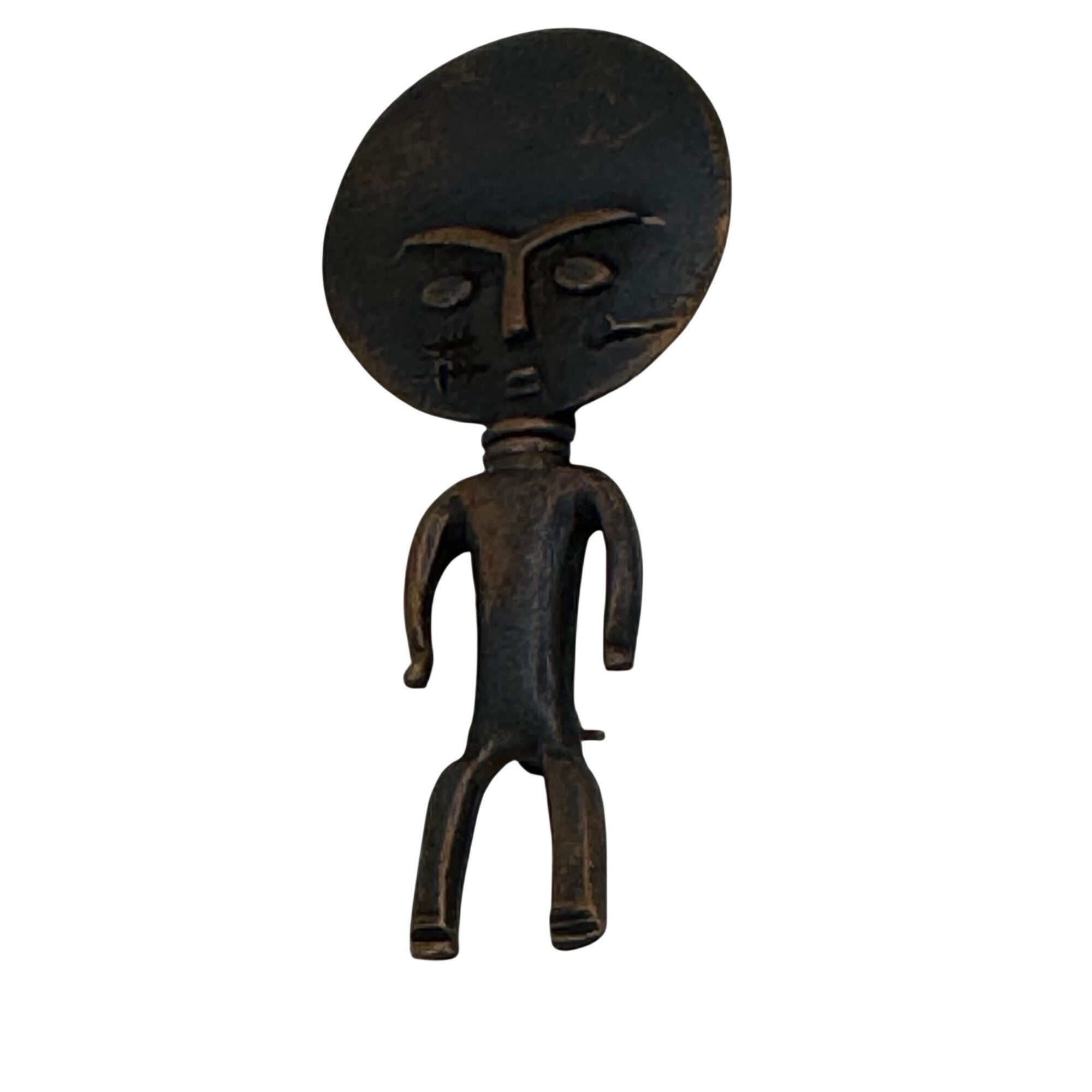 Vintage Copper Replica Akua' Ba African Fertility Doll Pendant Statement Brooch