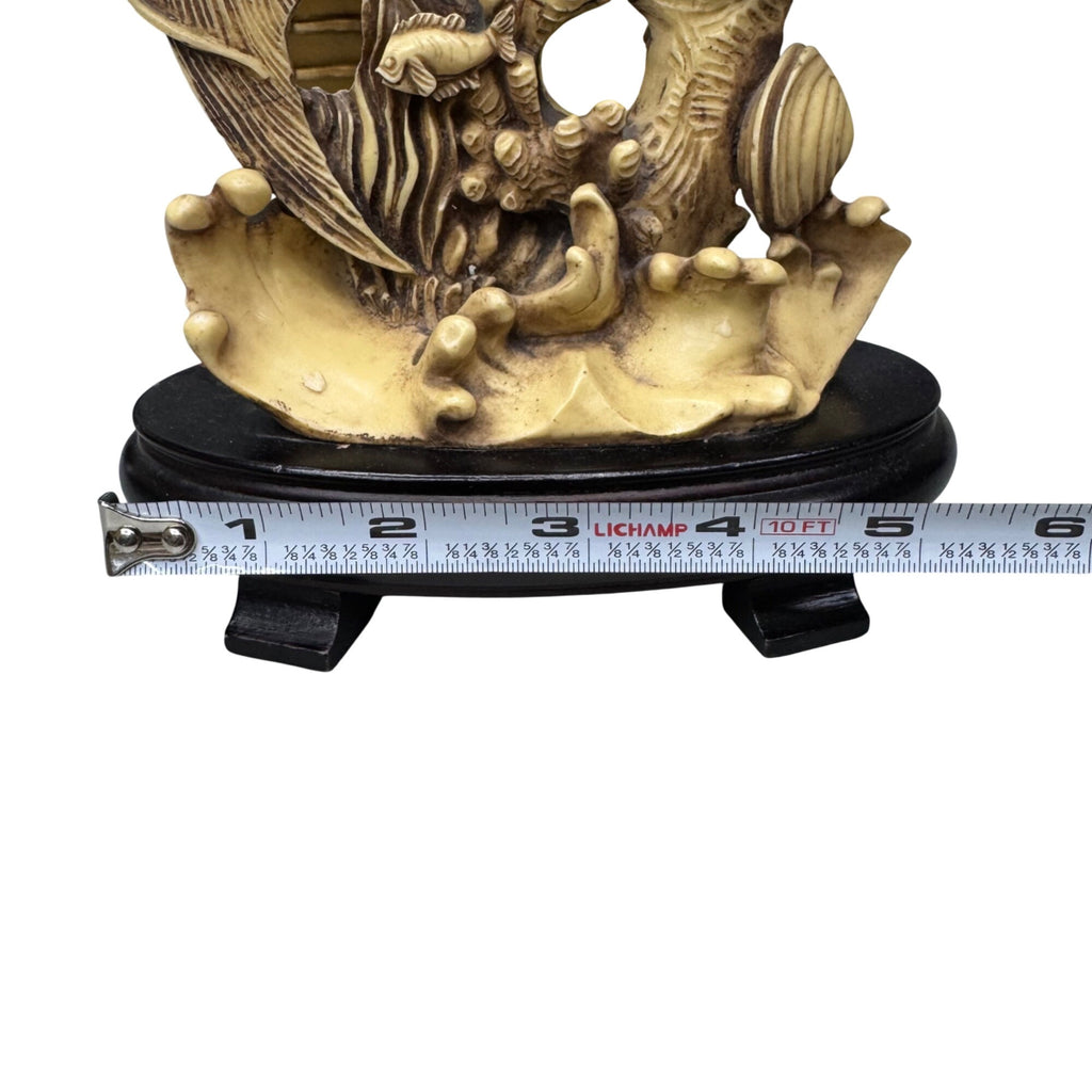 Vintage 3D Carved Ocean Angel Fish Sculpture Statue Celluloid Indonesia Asian 9"