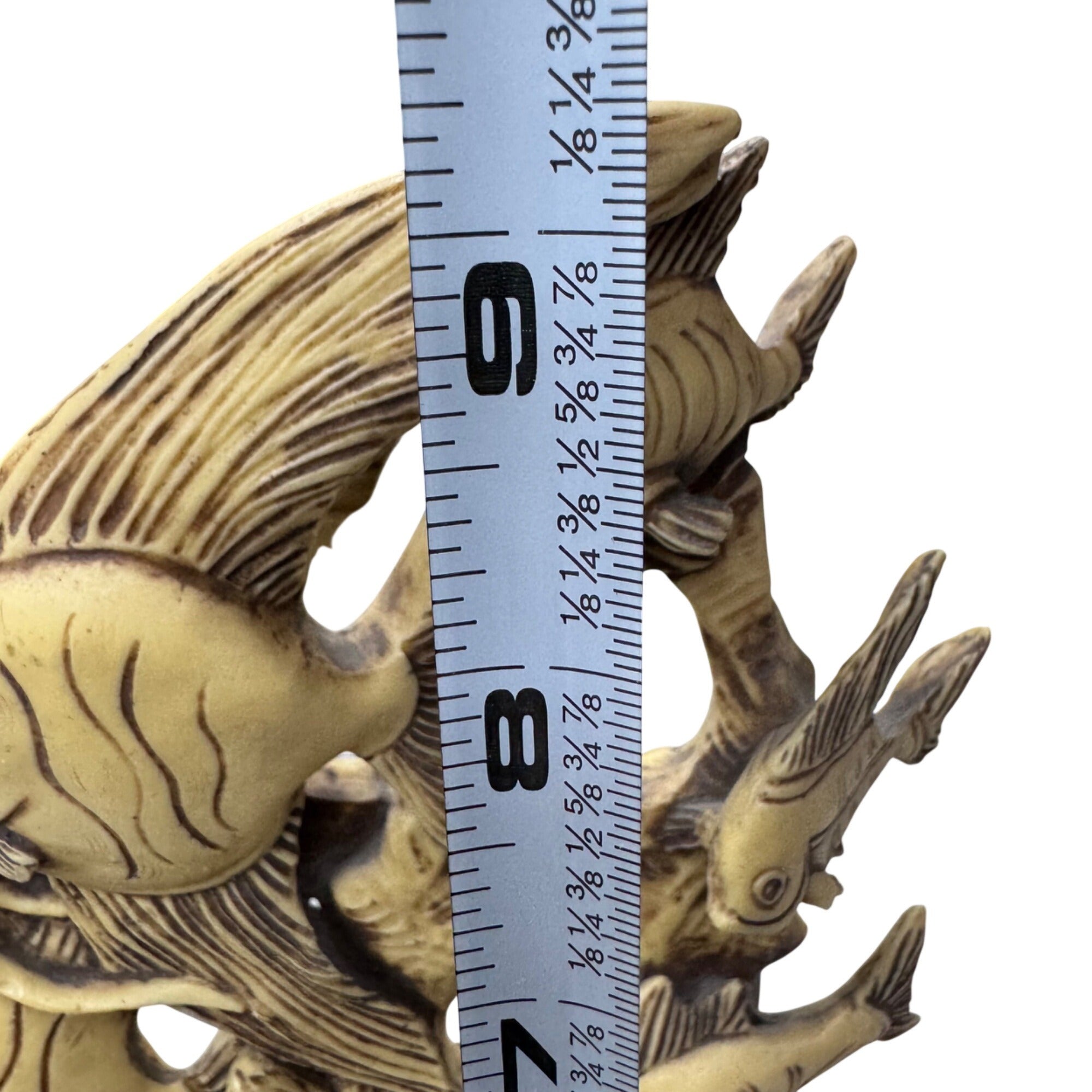 Vintage 3D Carved Ocean Angel Fish Sculpture Statue Celluloid Indonesia Asian 9"