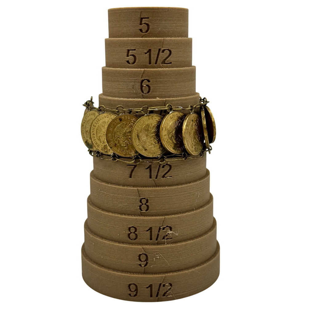 Statement Coin Bracelet Centavos Mexican Cinco Link 7.5" Heavy Bracelet 71g Vtg