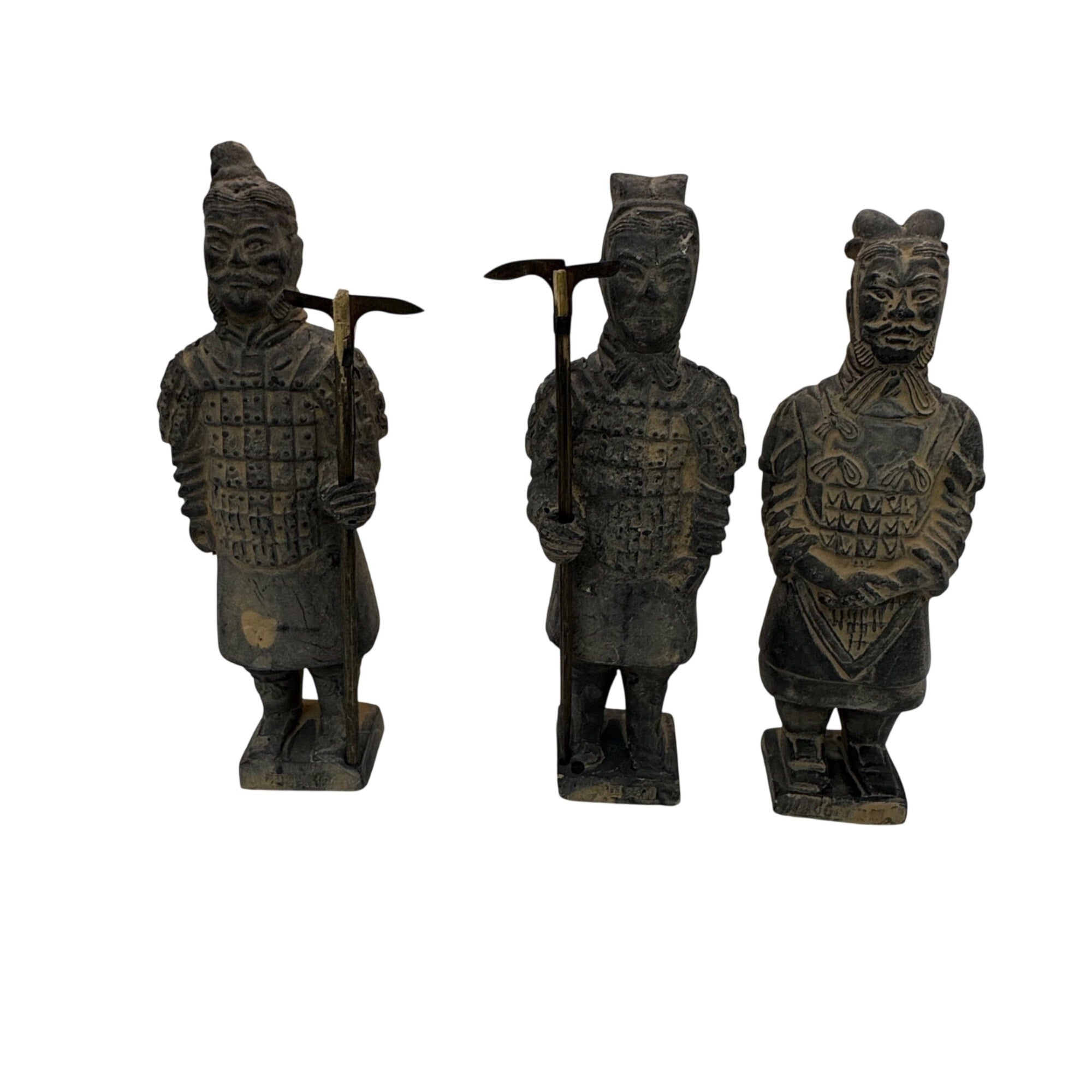 Vintage Lot of 3 Set Terracotta Warrior Figurines Original Decorative Box Asian