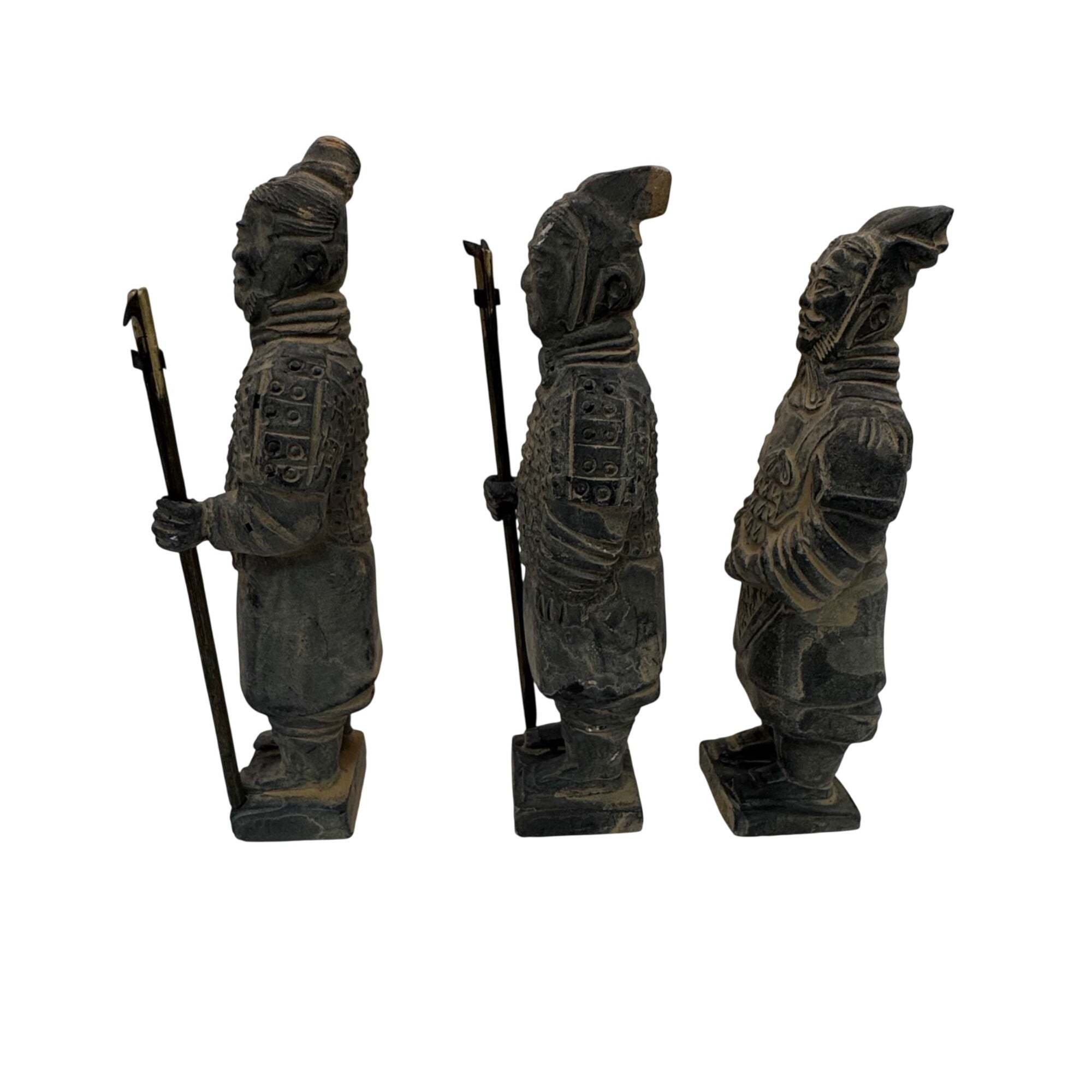 Vintage Lot of 3 Set Terracotta Warrior Figurines Original Decorative Box Asian