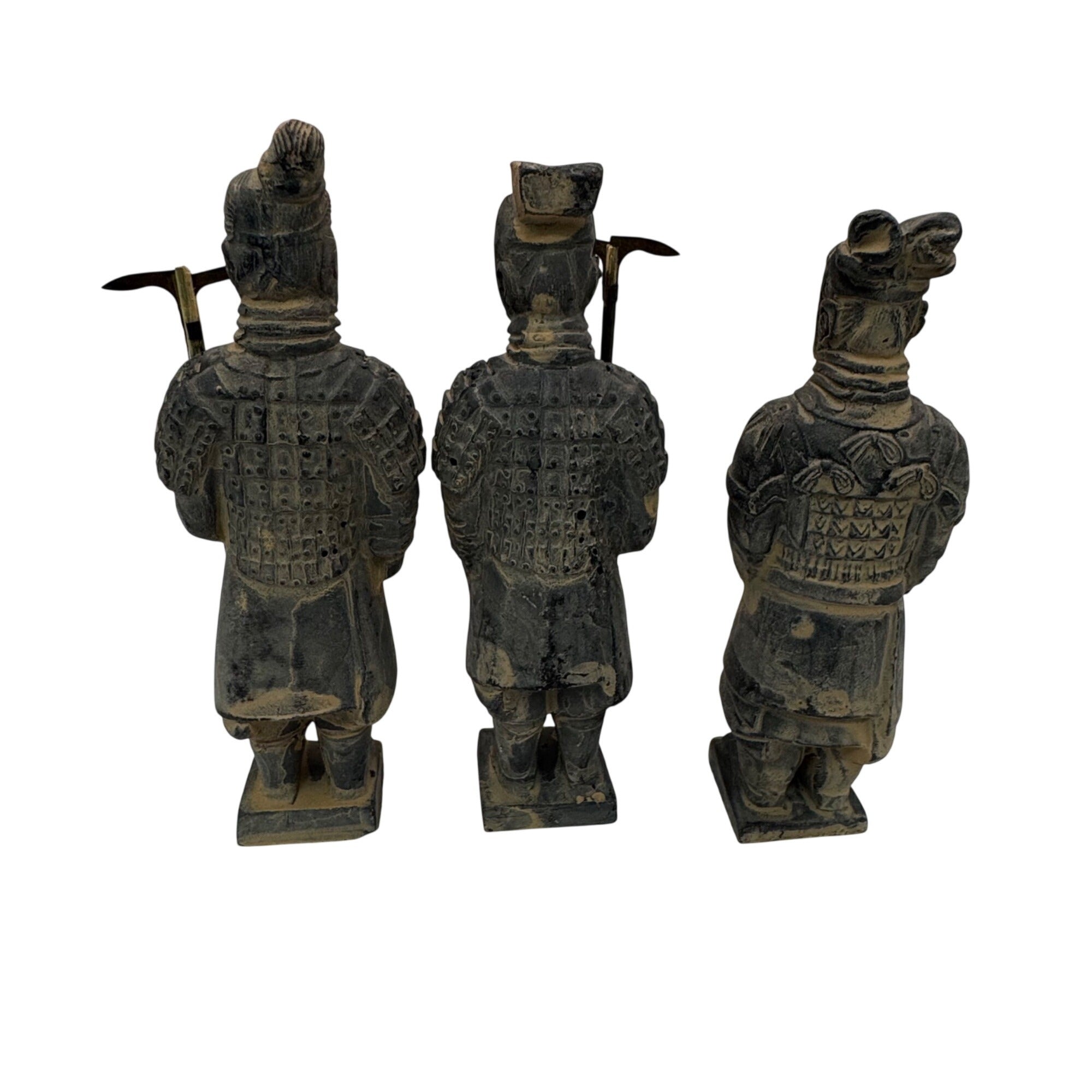 Vintage Lot of 3 Set Terracotta Warrior Figurines Original Decorative Box Asian