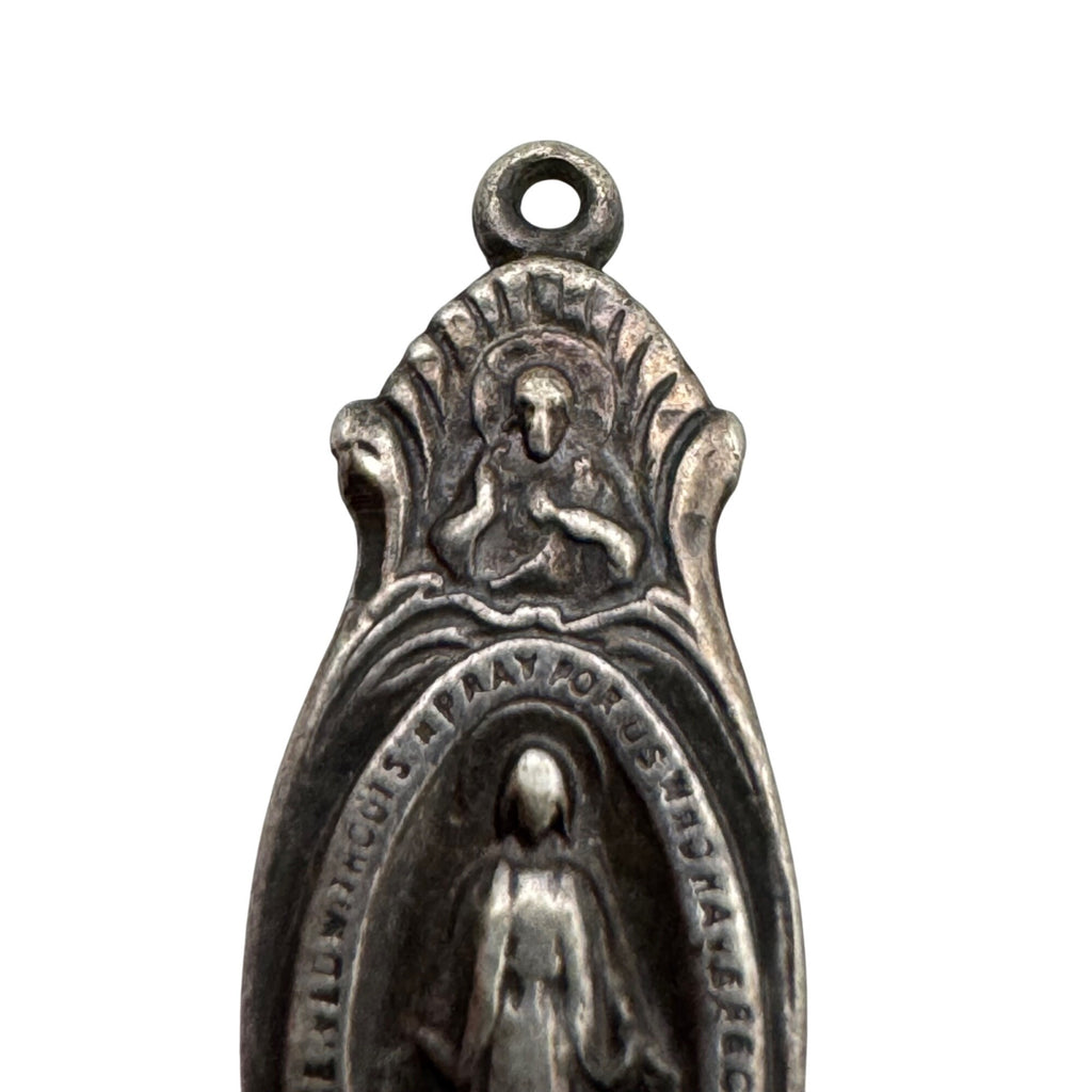 Miraculous Mary Medal Pendant Vintage Sterling Silver Religious Catholic Charm