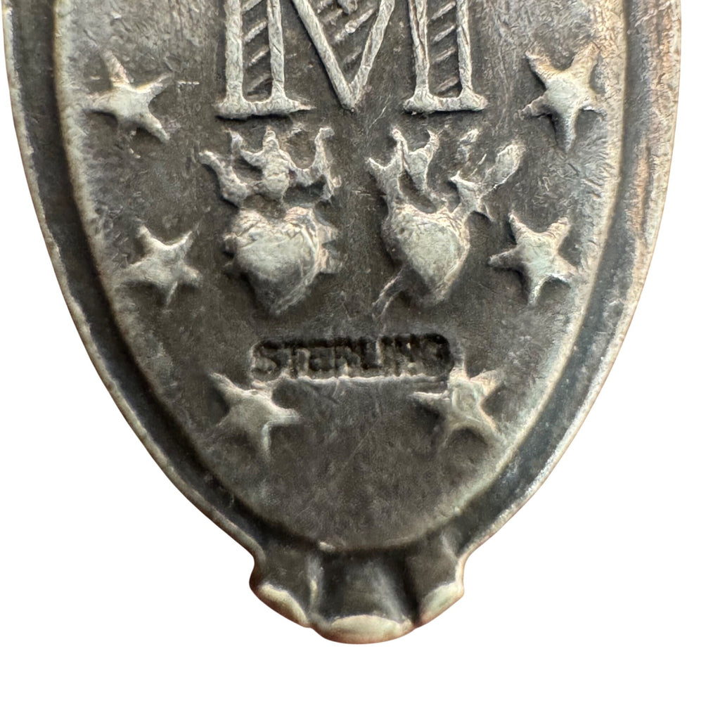 Miraculous Mary Medal Pendant Vintage Sterling Silver Religious Catholic Charm