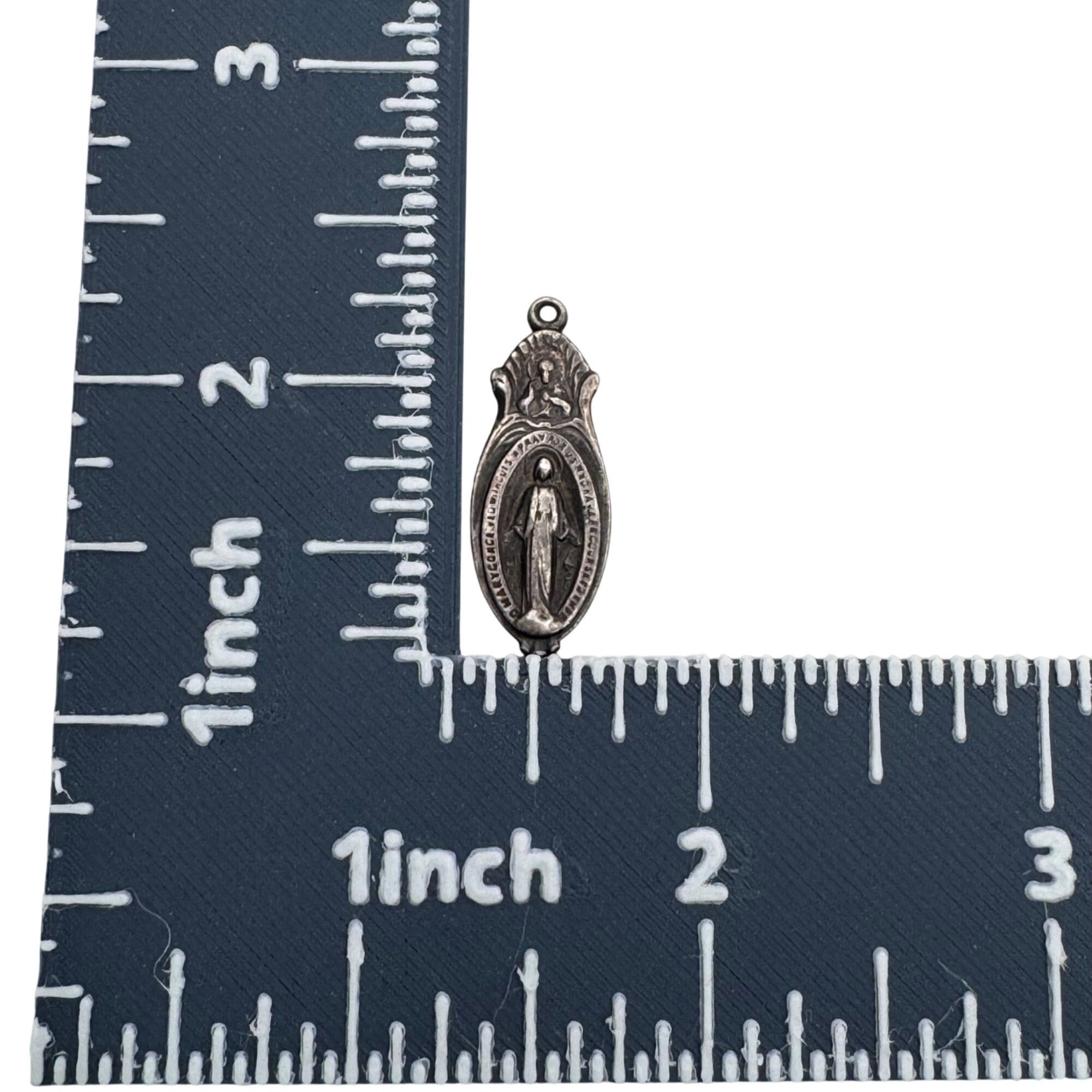 Miraculous Mary Medal Pendant Vintage Sterling Silver Religious Catholic Charm