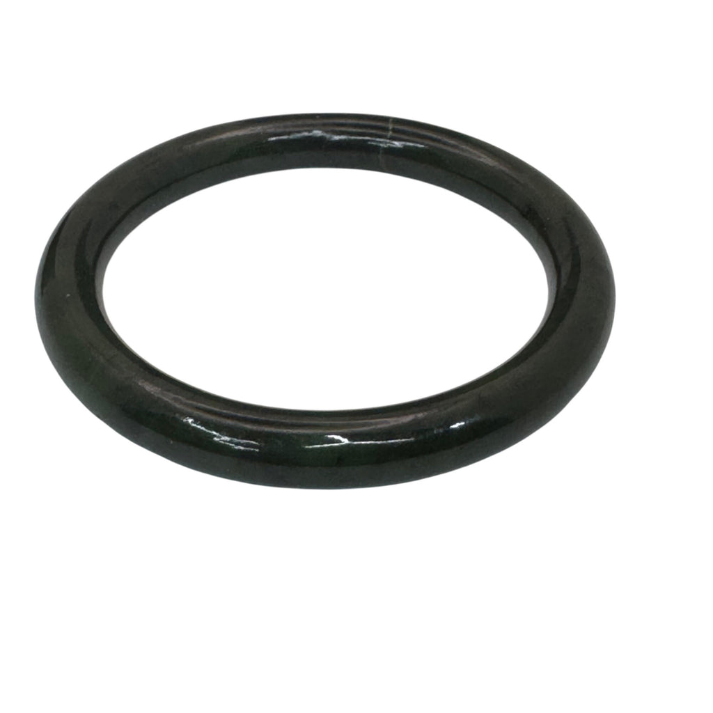 Vintage Natural Jade Dark Green Polished Stone Bangle Bracelet Size 7 1/4" 40g