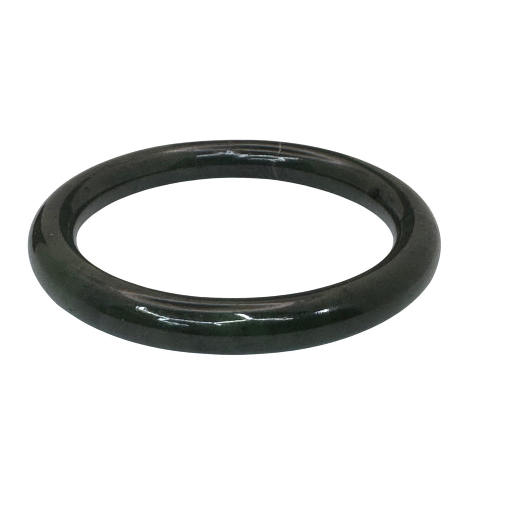 Vintage Natural Jade Dark Green Polished Stone Bangle Bracelet Size 7 1/4" 40g
