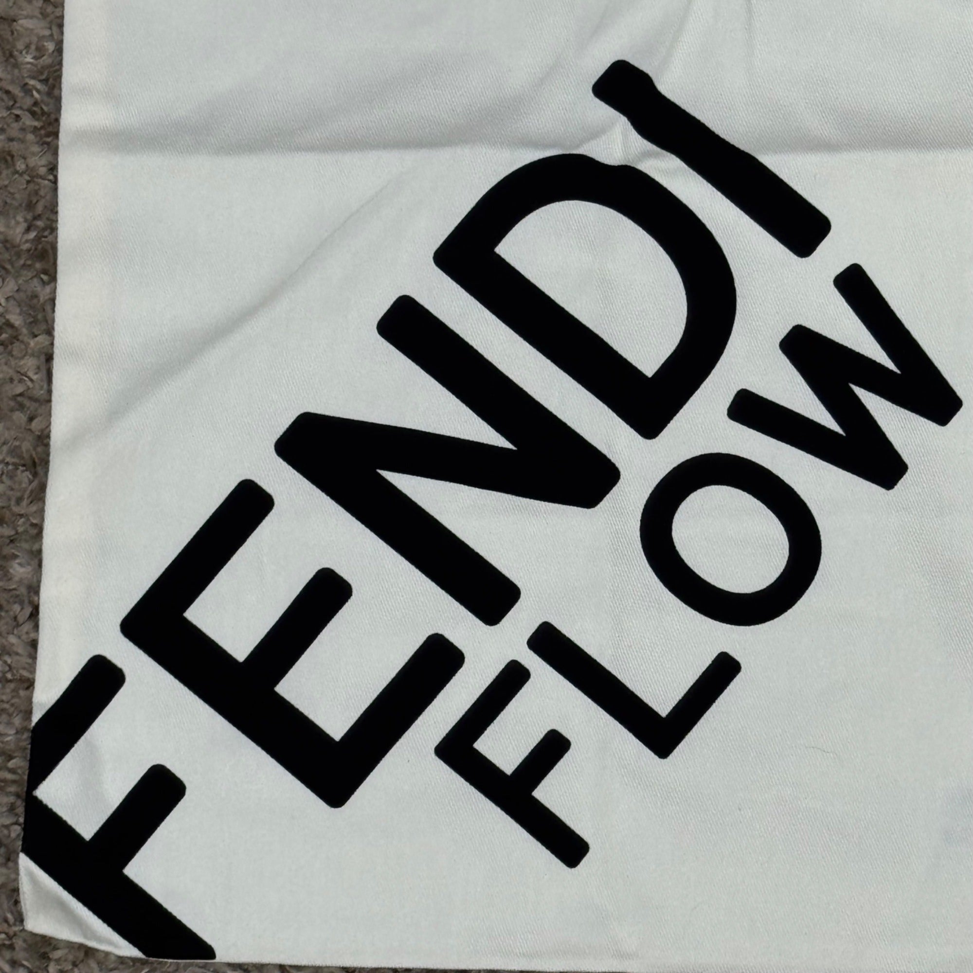 Fendi Flow White Drawstring Dust Bag Shoes Sneakers Replacement 12x17.75 Cotton