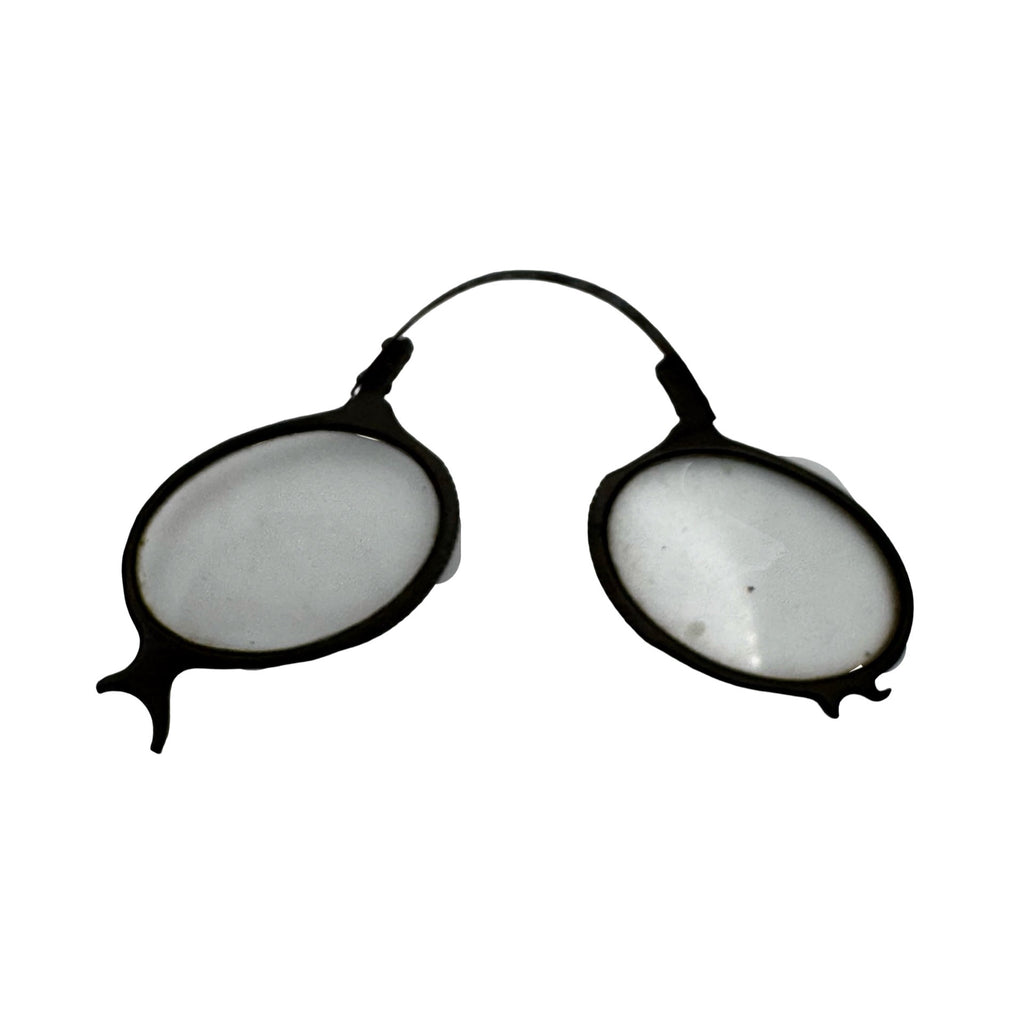 Antique Oval Wire Rim Pince Nez Glasses Black Frame 19th Century Opera READ