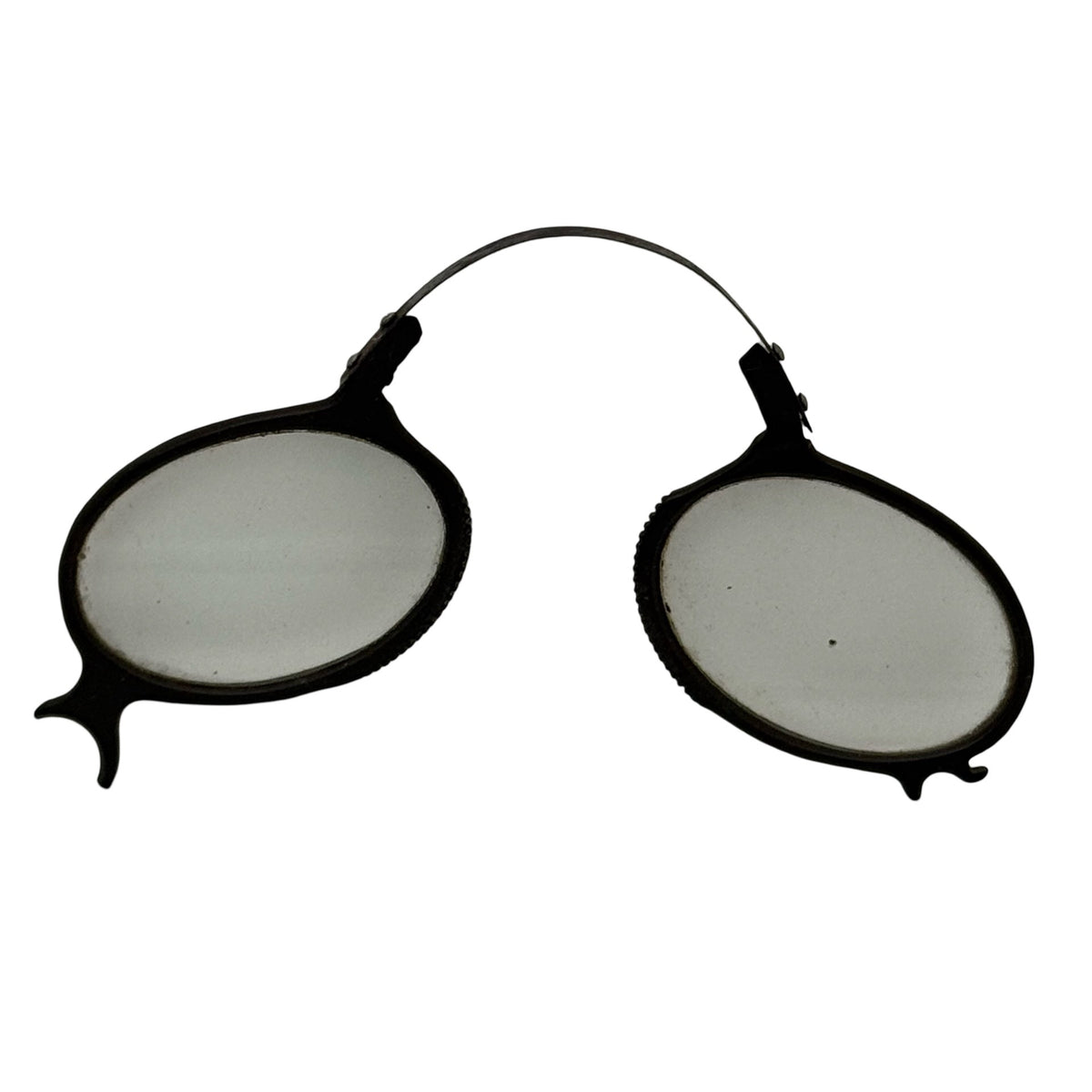 Antique Oval Wire Rim Pince Nez Glasses Black Frame 19th Century Opera READ