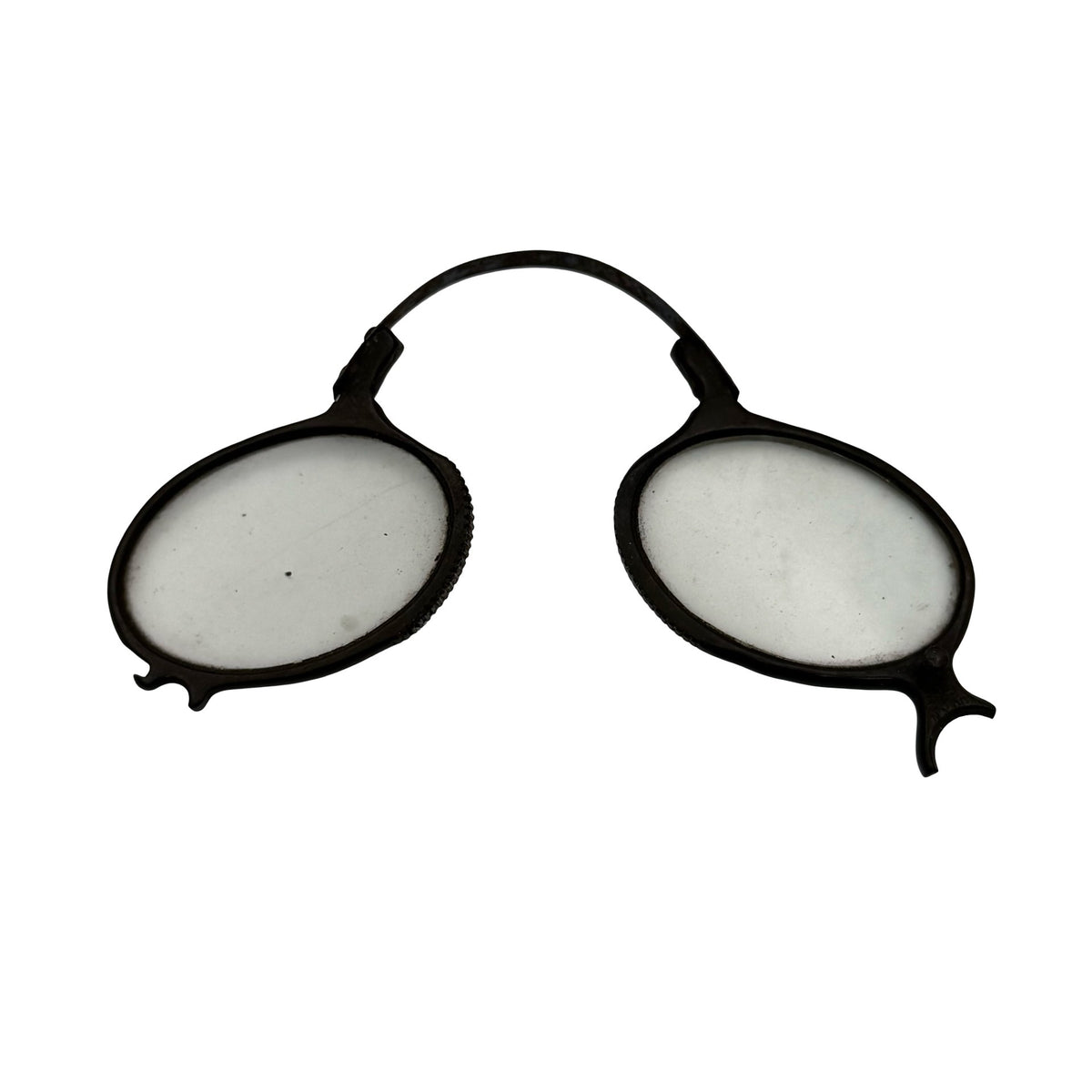 Antique Oval Wire Rim Pince Nez Glasses Black Frame 19th Century Opera READ