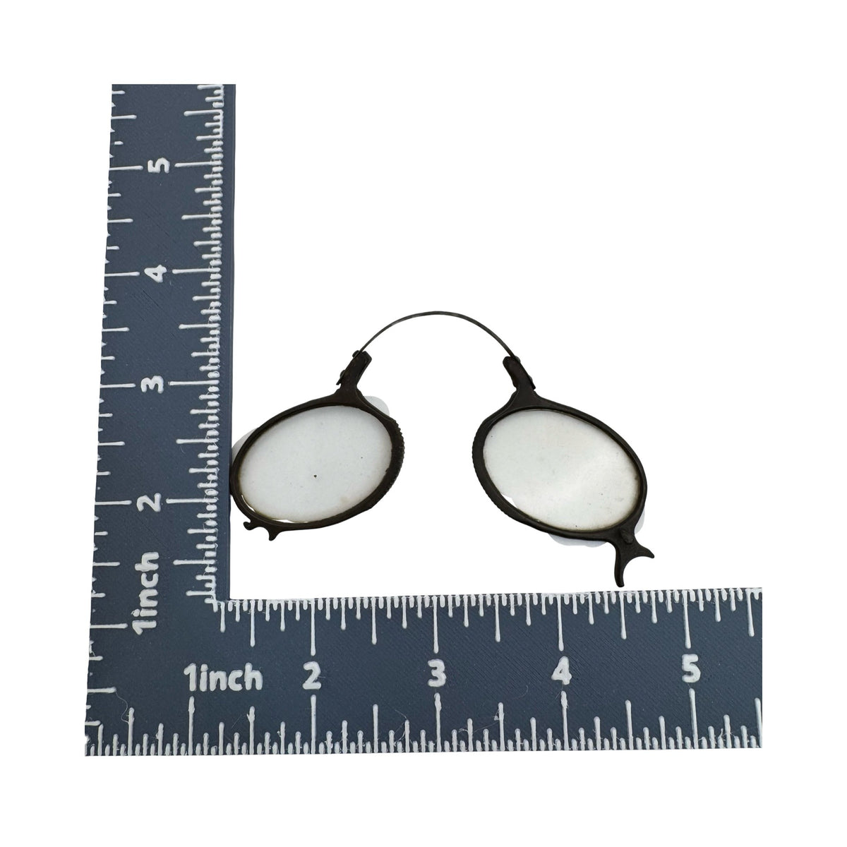 Antique Oval Wire Rim Pince Nez Glasses Black Frame 19th Century Opera READ