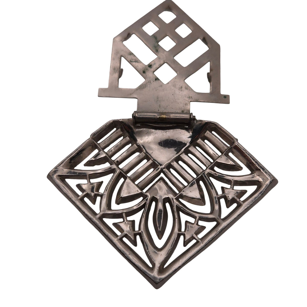 Art Deco Vtg Rhinestone Brooch Dress Clip Geometric Design Silver Tone Baguette