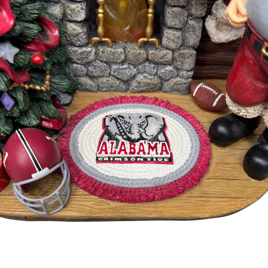 Alabama Fireside Santa Christmas Tree Fireplace 10" Sculpture Roll Crimson Tide