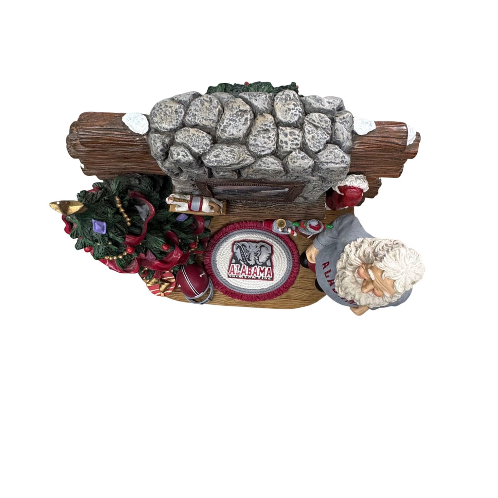 Alabama Fireside Santa Christmas Tree Fireplace 10" Sculpture Roll Crimson Tide