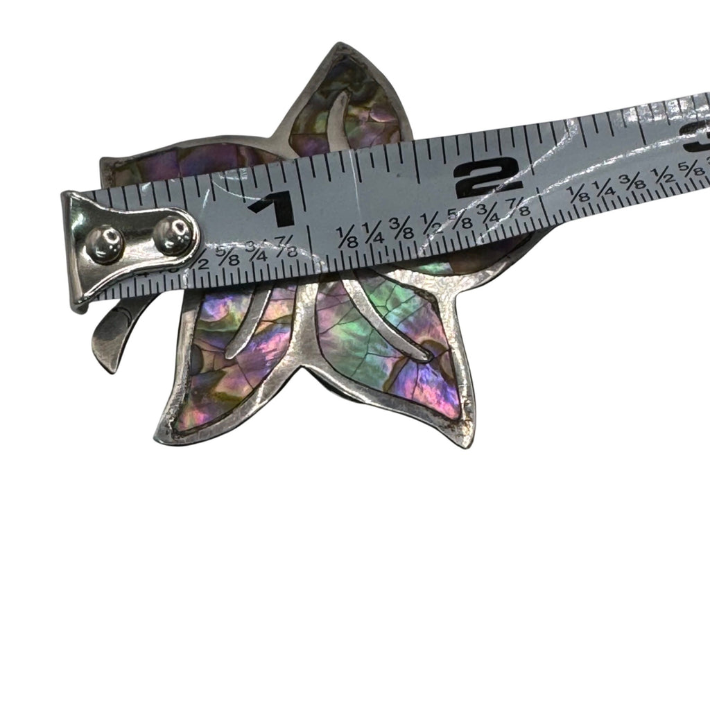 Vintage Taxco Sterling Silver & Abalone Leaf Brooch Pin 925 Floral 2" 7g Estate