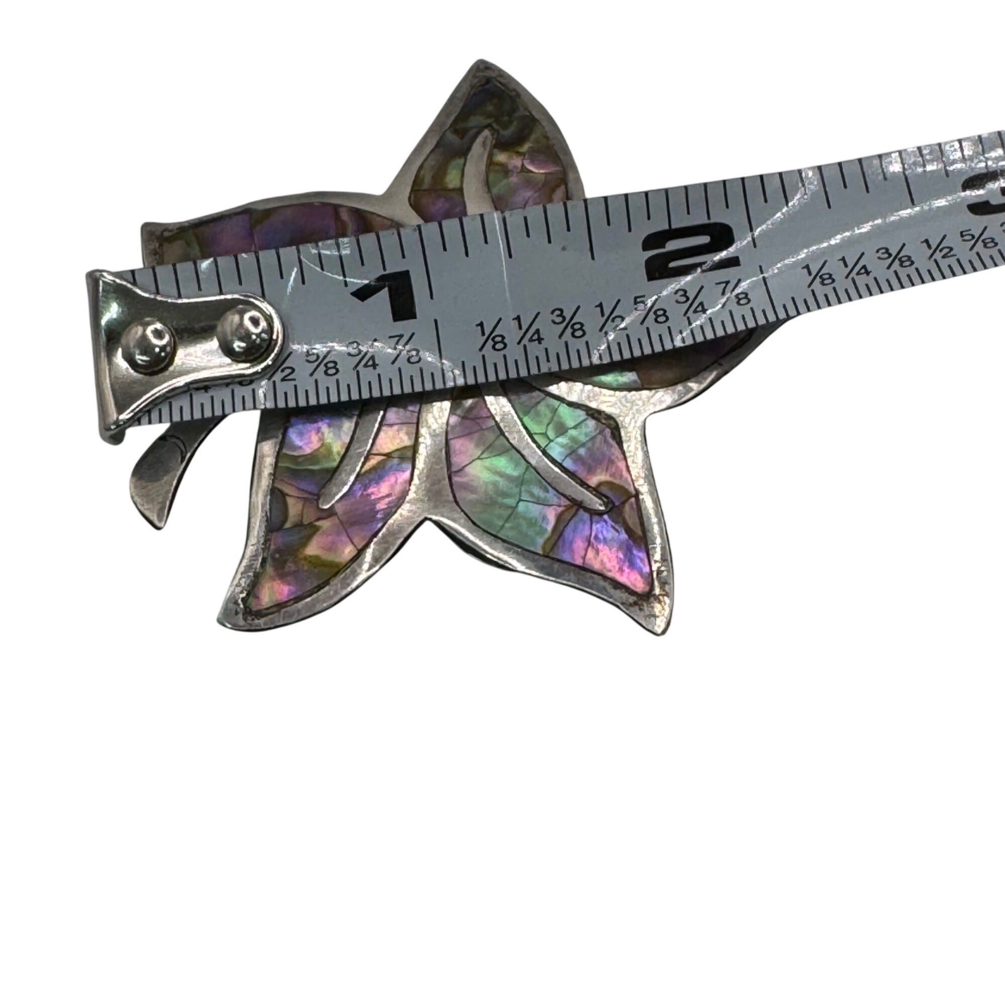 Vintage Taxco Sterling Silver & Abalone Leaf Brooch Pin 925 Floral 2" 7g Estate