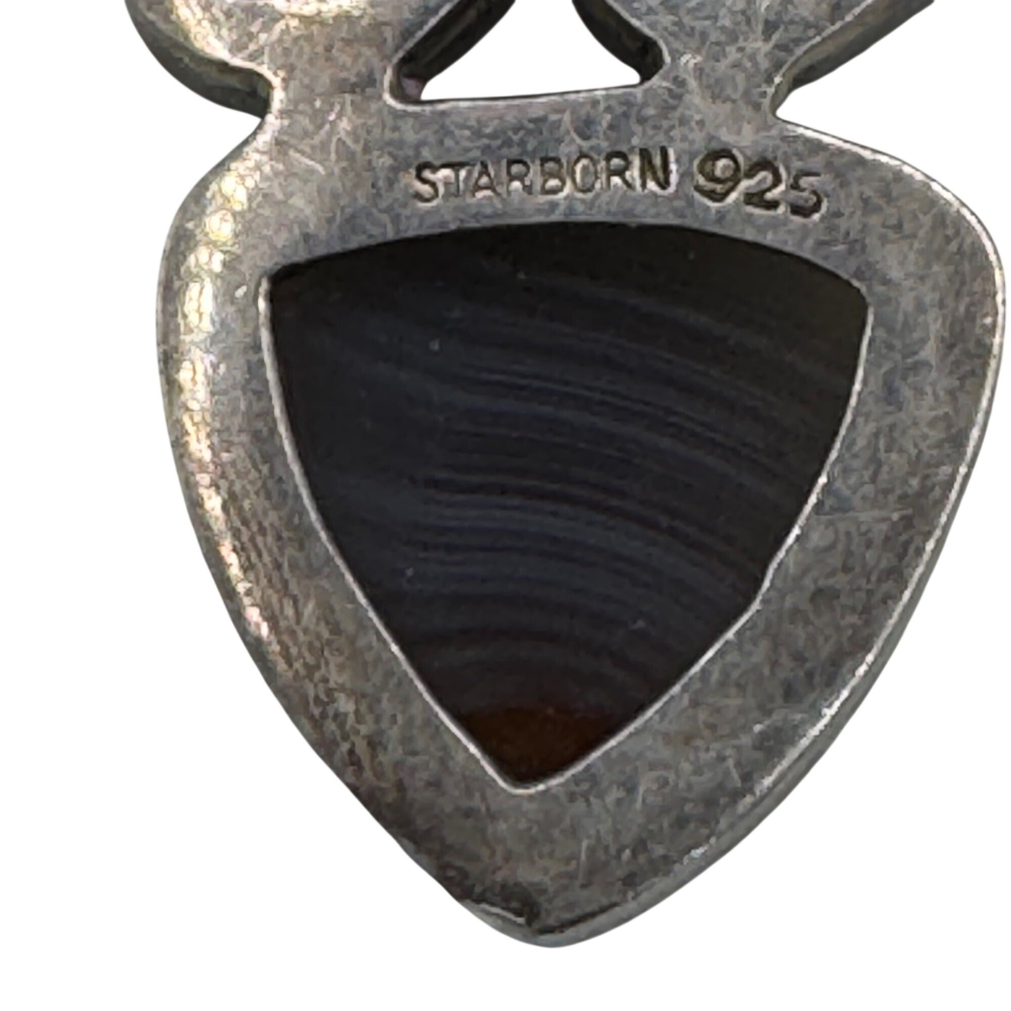 Starborn Signed Banded Agate Sterling Silver Pendant Multi-Stone Garnet & Druzy