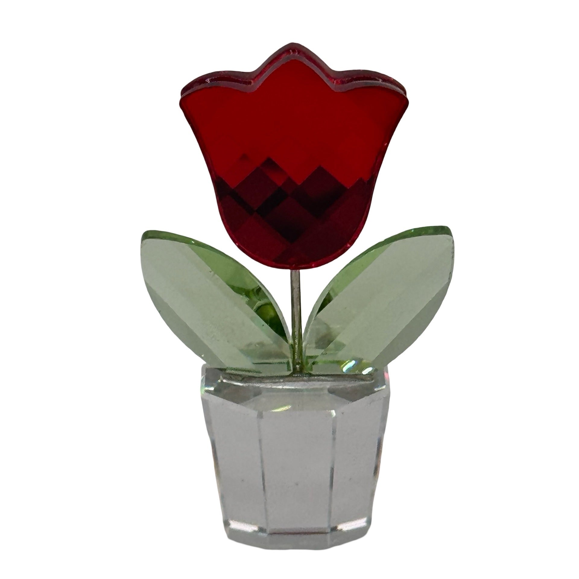 Swarovski Crystal Happy Flowers Red Tulip Flower Pot 657109 Original Box 273857