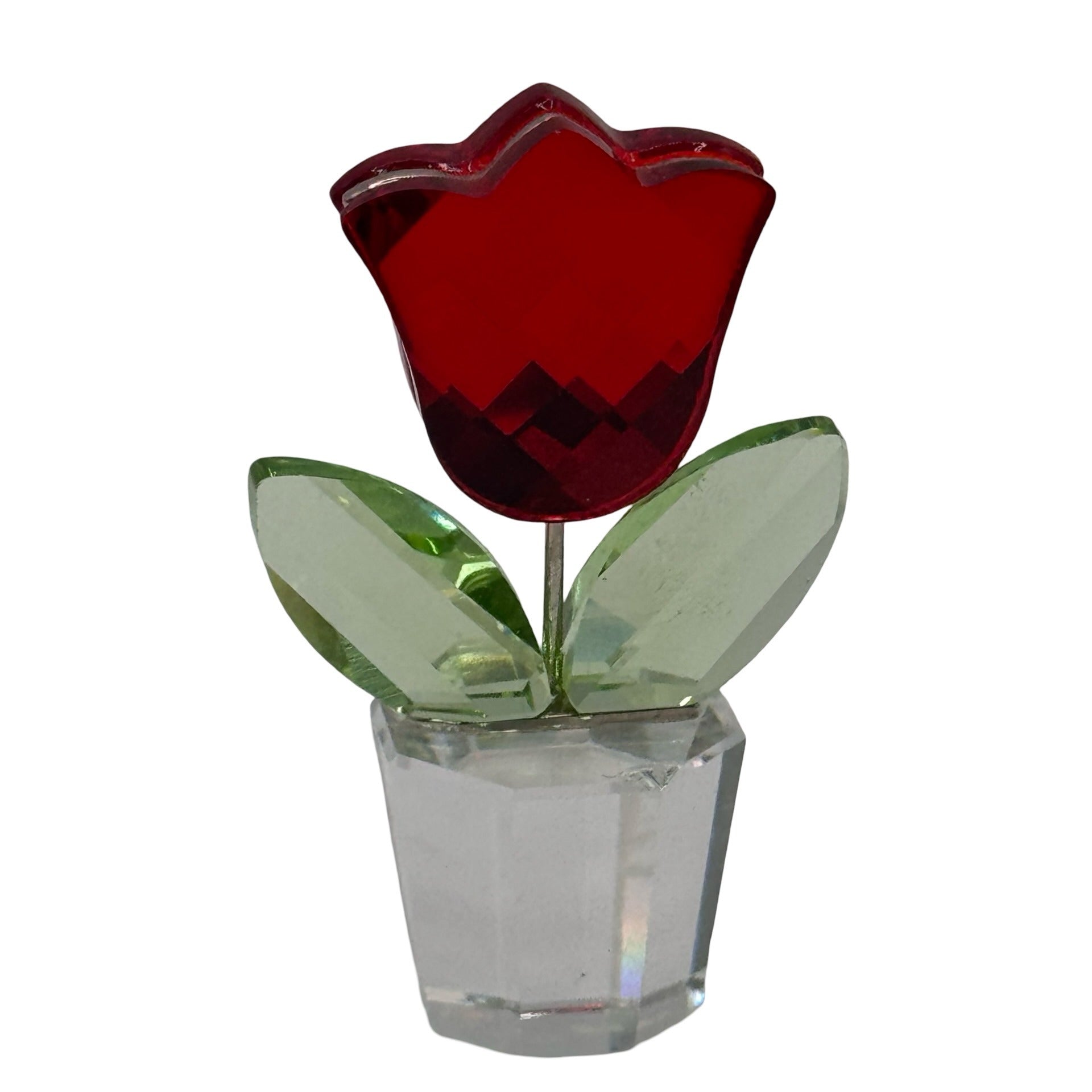 Swarovski Crystal Happy Flowers Red Tulip Flower Pot 657109 Original Box 273857