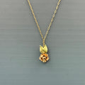 Krementz 12K Gold Filled Rose & Leaf Pendant Necklace 18" Original Box Vintage