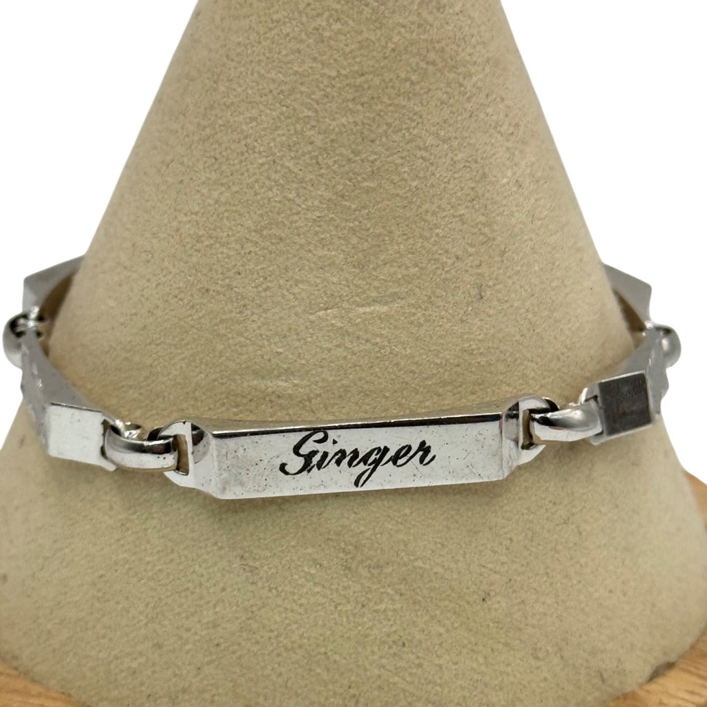 Vintage Sterling Silver Monogrammed Ginger Bracelet Engraved Name Plate 17.14g