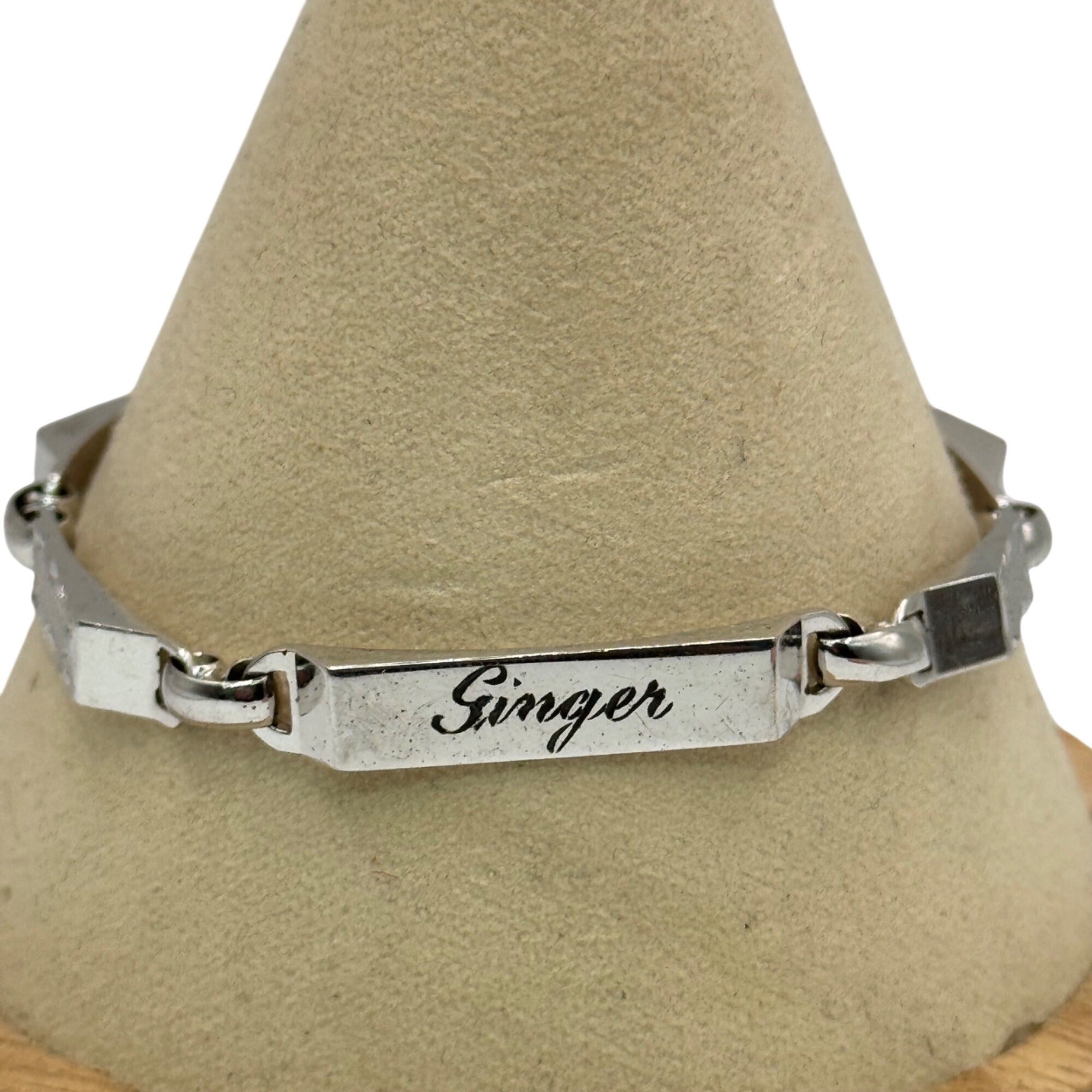 Vintage Sterling Silver Monogrammed Ginger Bracelet Engraved Name Plate 17.14g