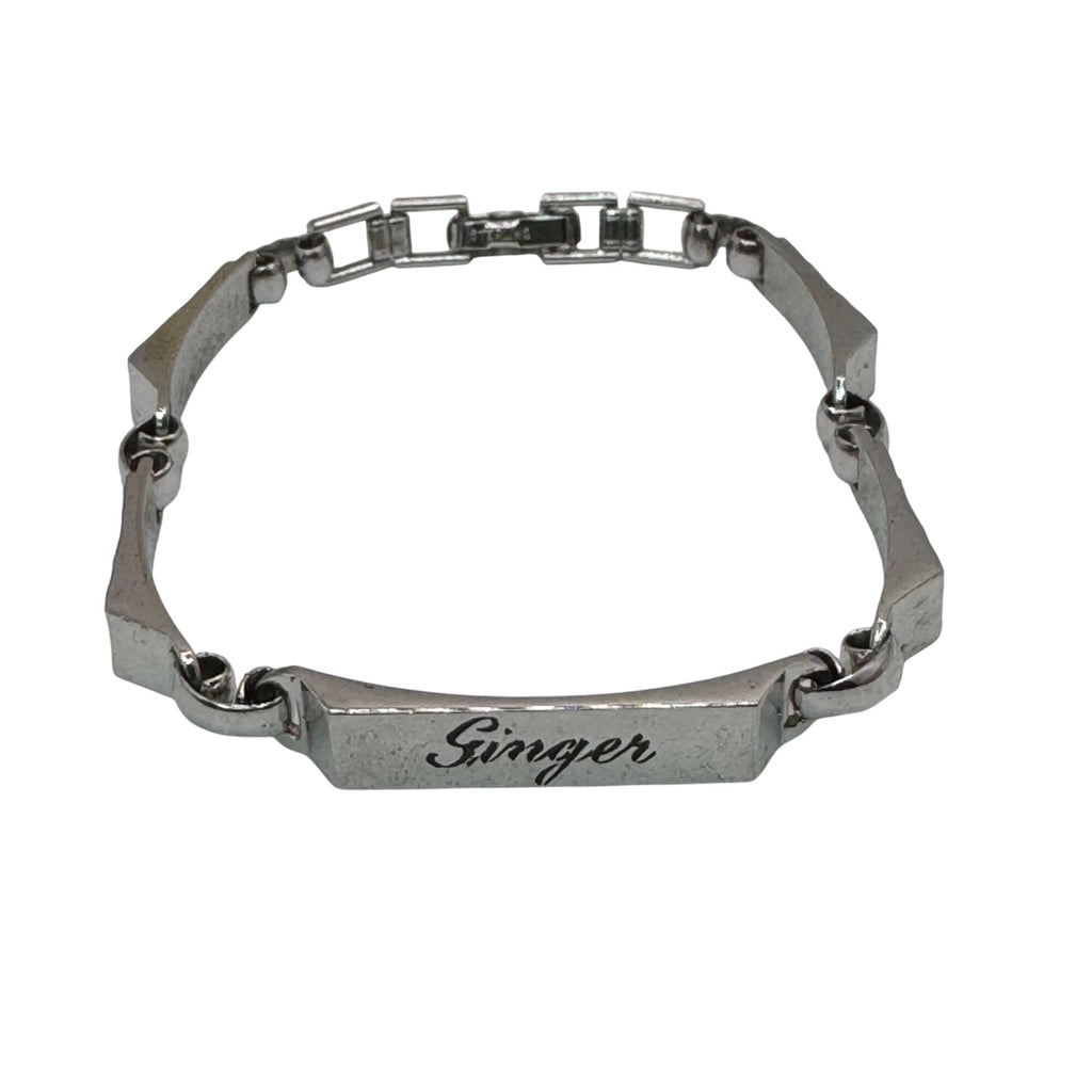 Vintage Sterling Silver Monogrammed Ginger Bracelet Engraved Name Plate 17.14g
