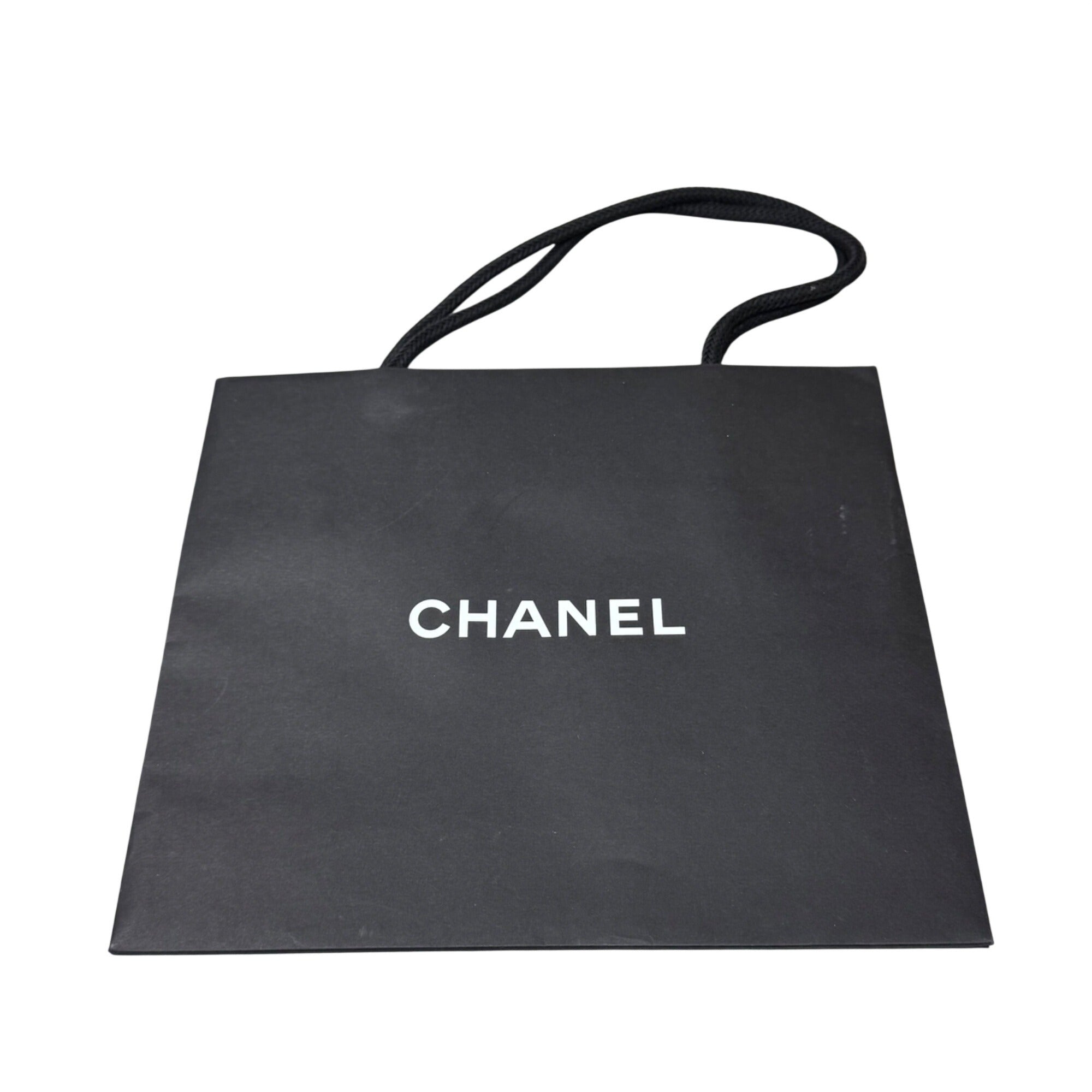 Chanel Black Paper Shopping Gift Bag Rope Handles 9x8 Gift Storage Authentic