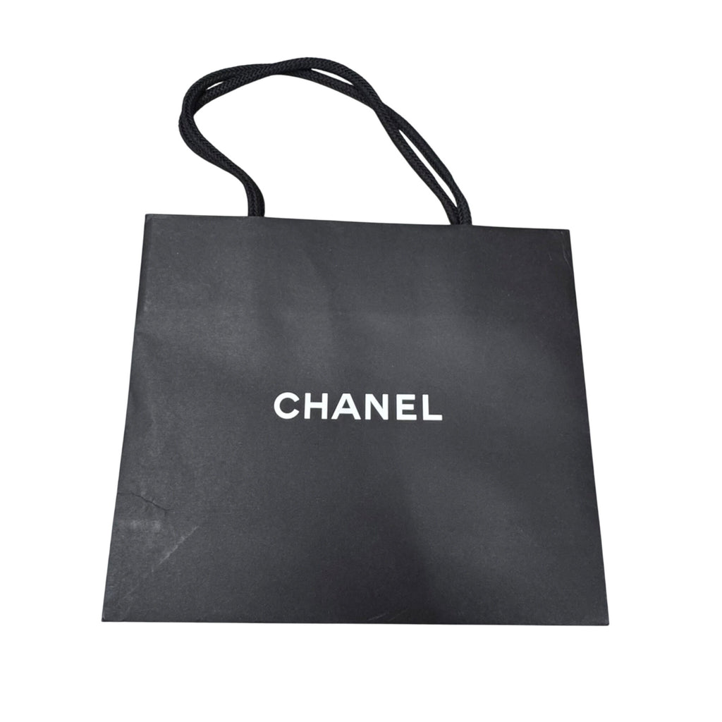 Chanel Black Paper Shopping Gift Bag Rope Handles 9x8 Gift Storage Authentic