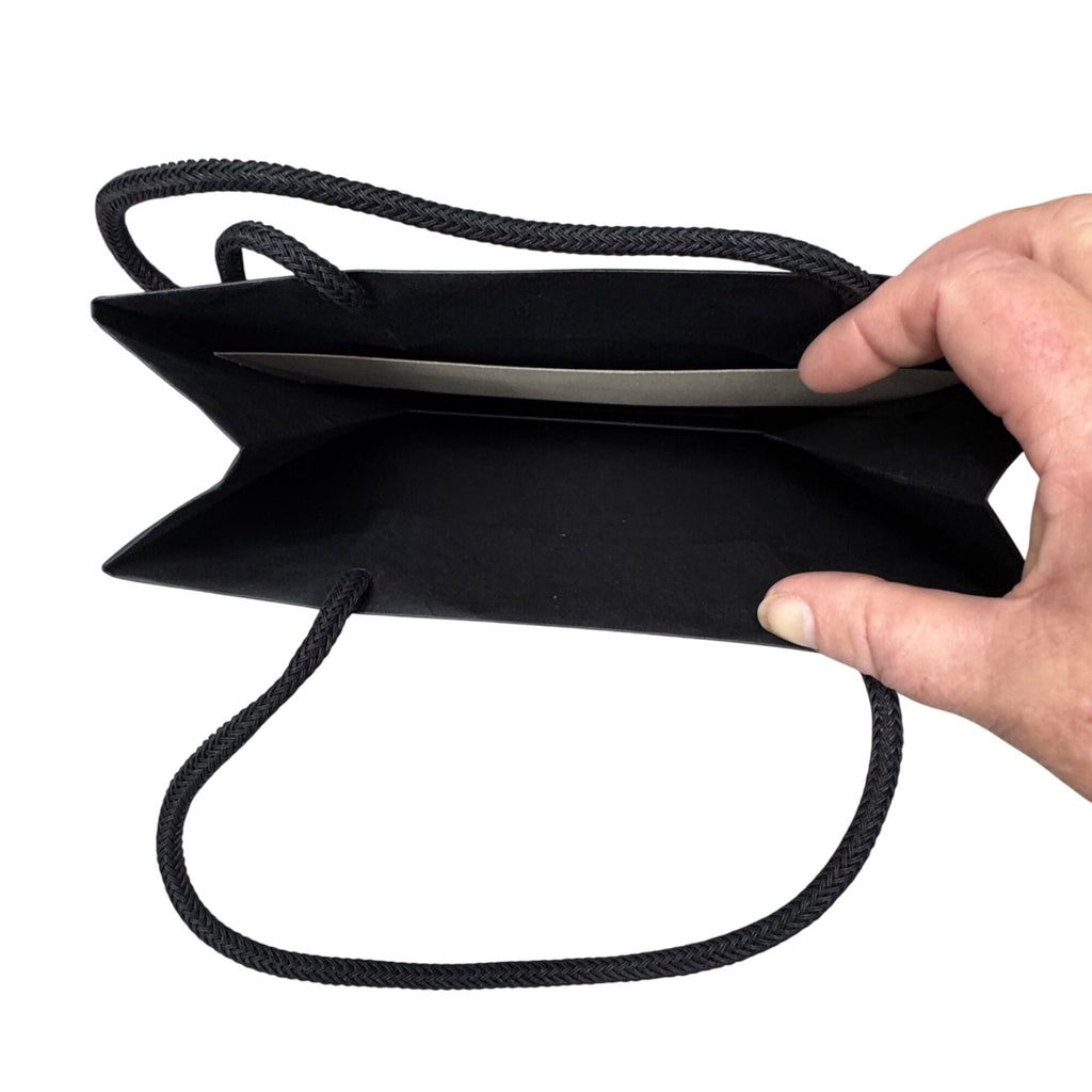 Chanel Black Paper Shopping Gift Bag Rope Handles 9x8 Gift Storage Authentic