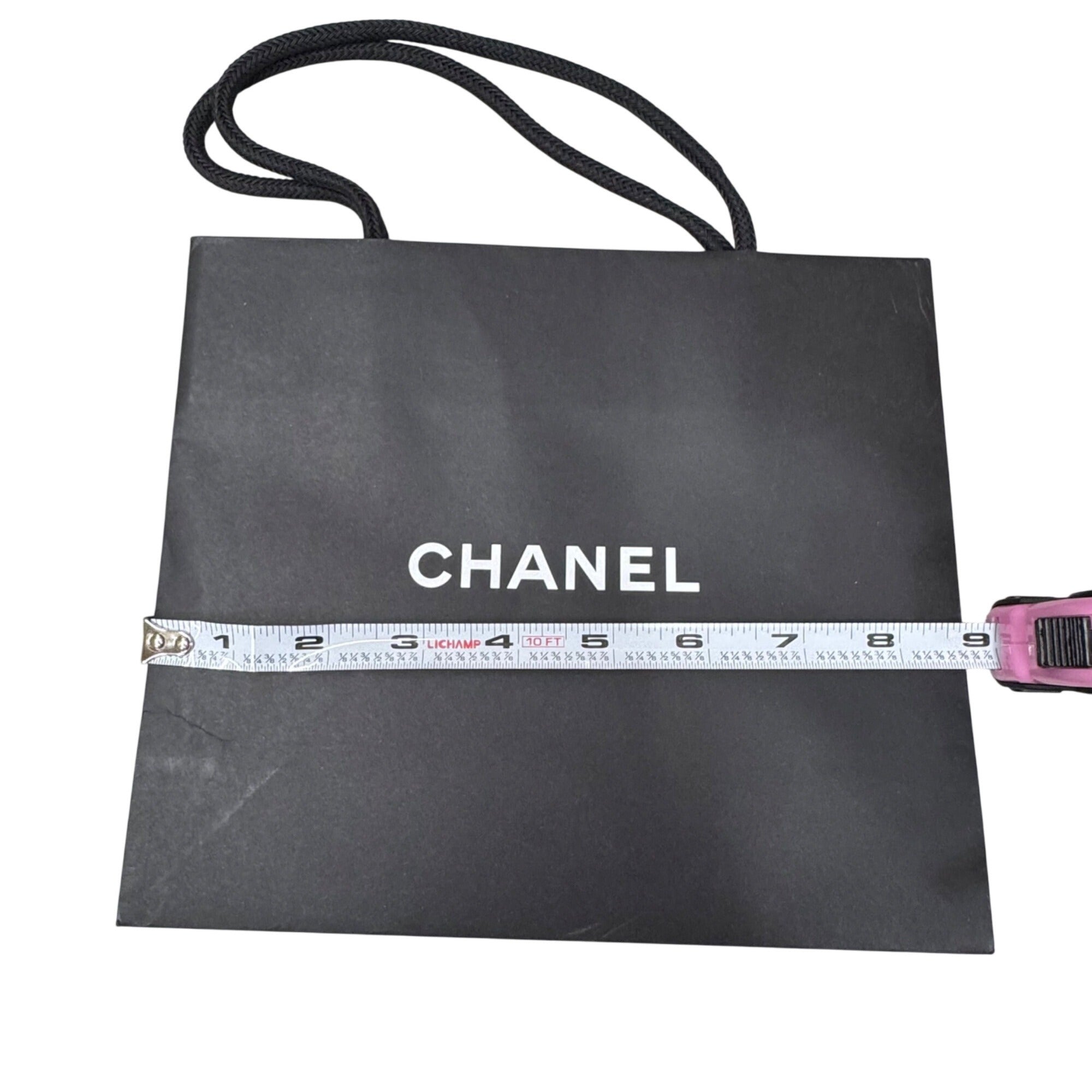 Chanel Black Paper Shopping Gift Bag Rope Handles 9x8 Gift Storage Authentic