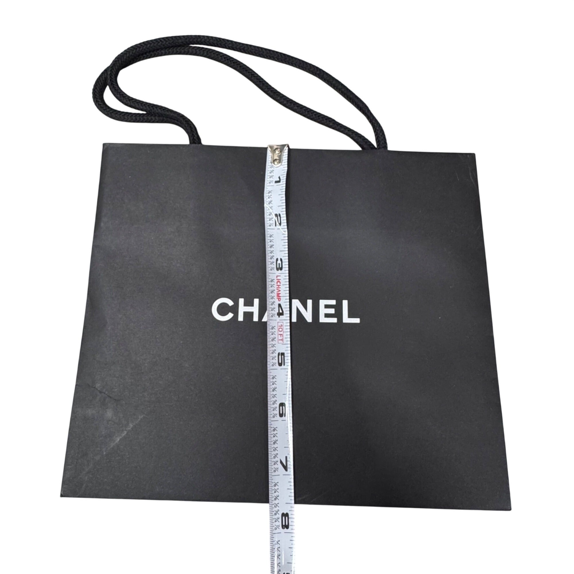 Chanel Black Paper Shopping Gift Bag Rope Handles 9x8 Gift Storage Authentic