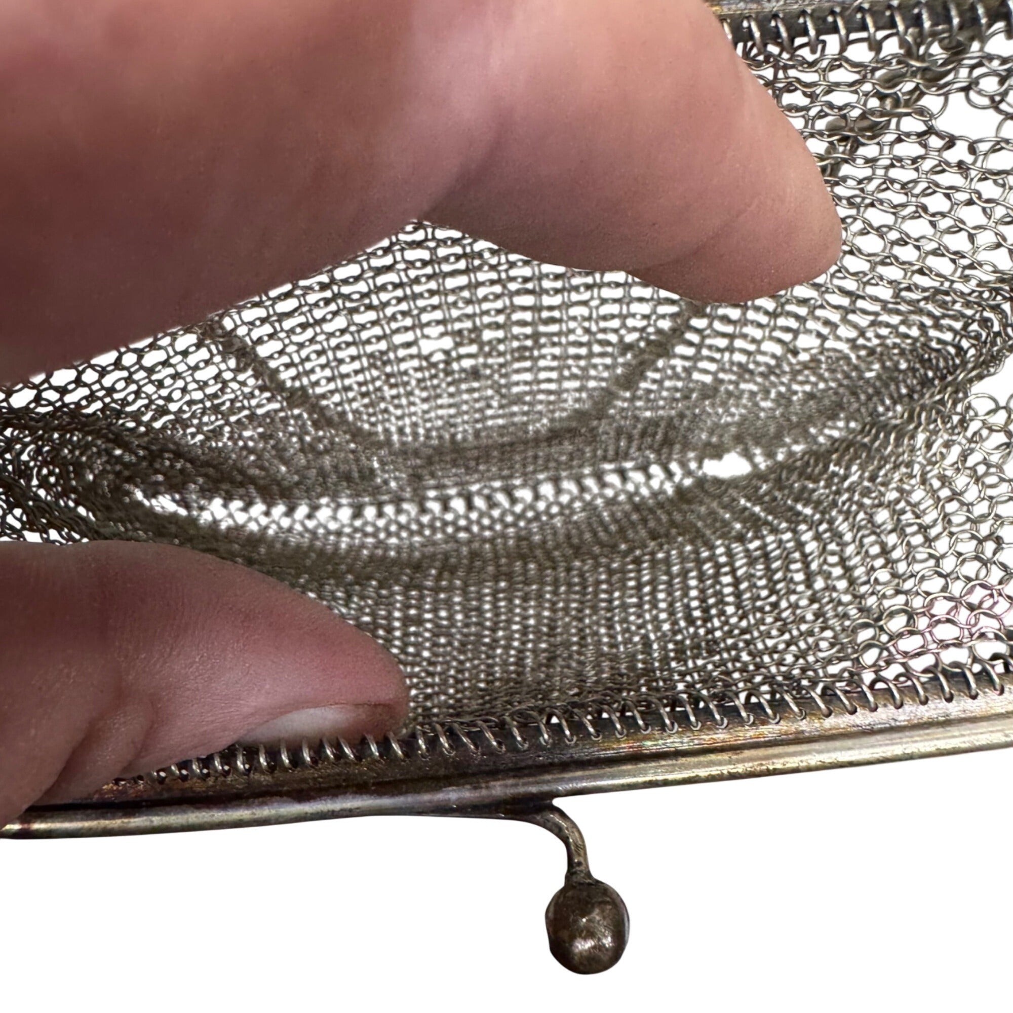 Vintage Metal Mesh Coin Purse Art Deco Chain Strap Kisslock Closure 4" READ