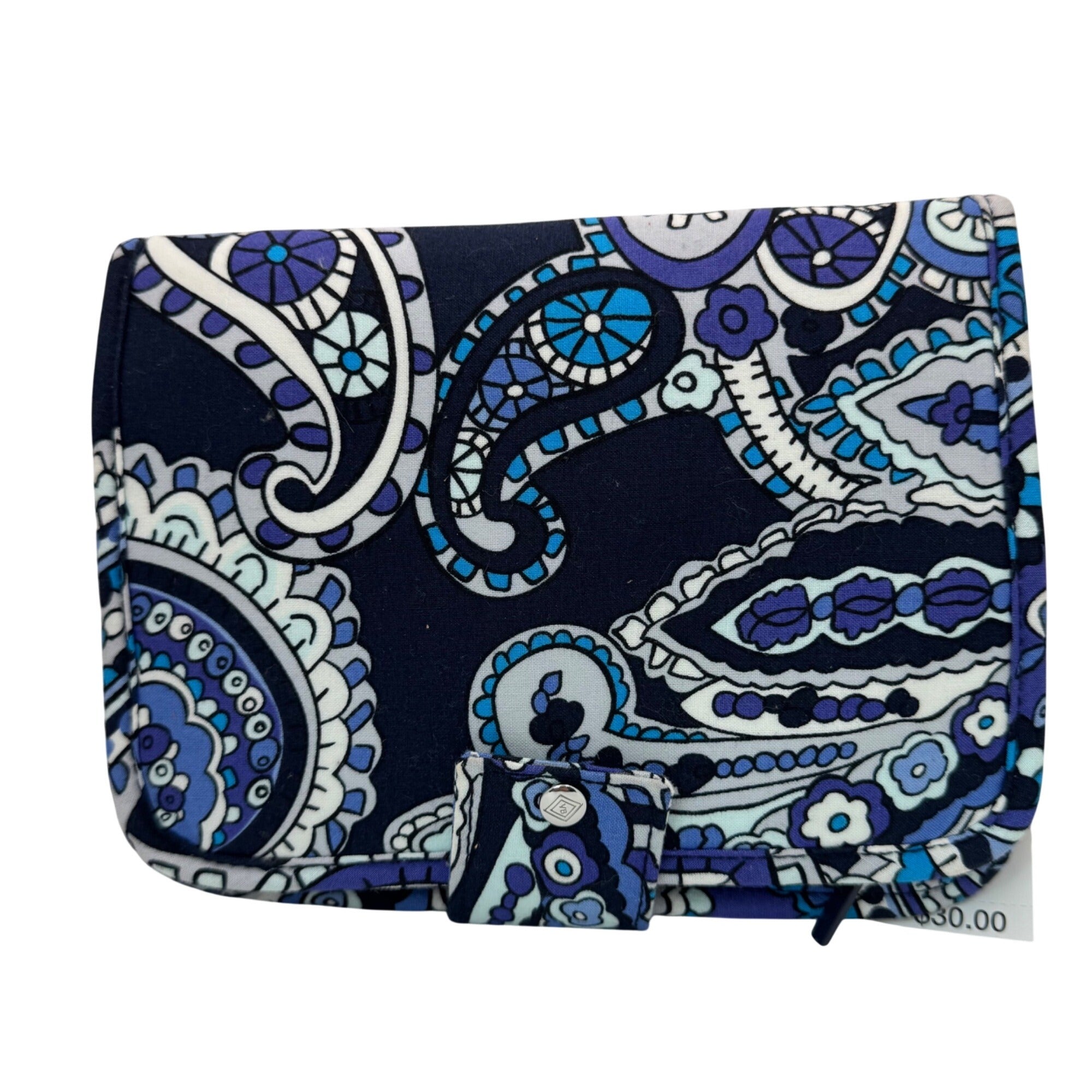 Vera Bradley Iconic Zip-In Jewelry Case Deep Night Paisley Cotton Travel Organizer