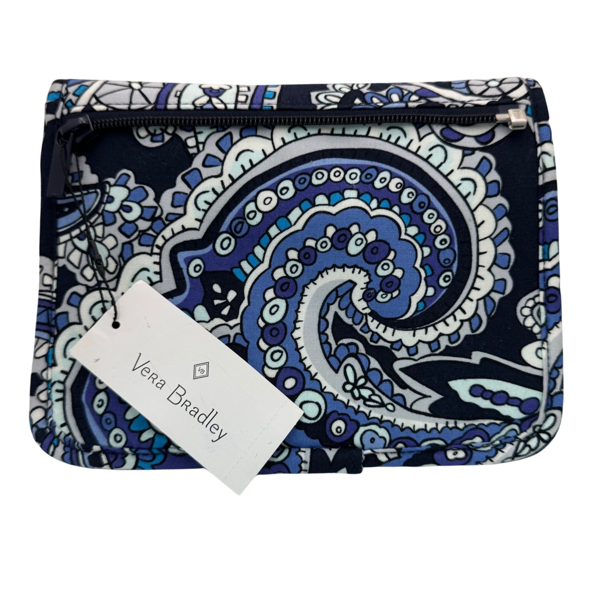 Vera Bradley Iconic Zip-In Jewelry Case Deep Night Paisley Cotton Travel Organizer