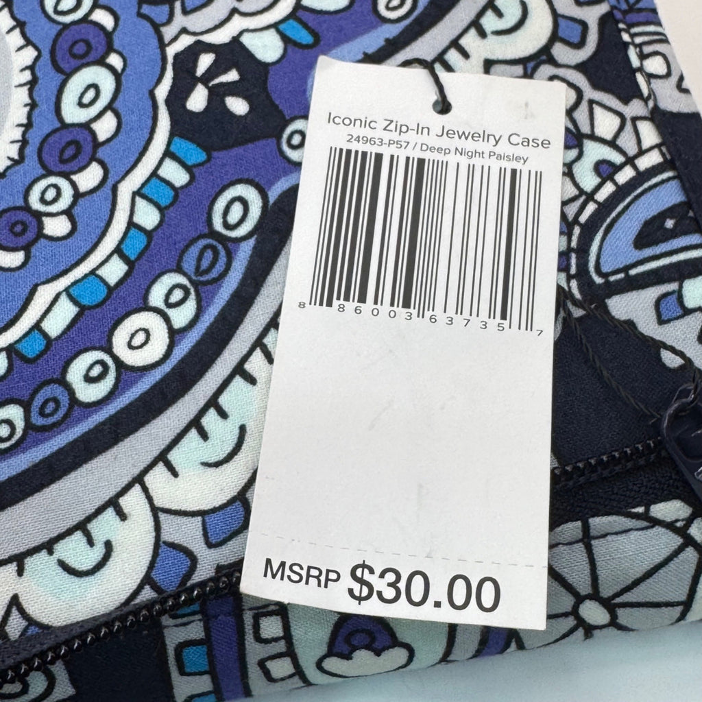Vera Bradley Iconic Zip-In Jewelry Case Deep Night Paisley Cotton Travel Organizer