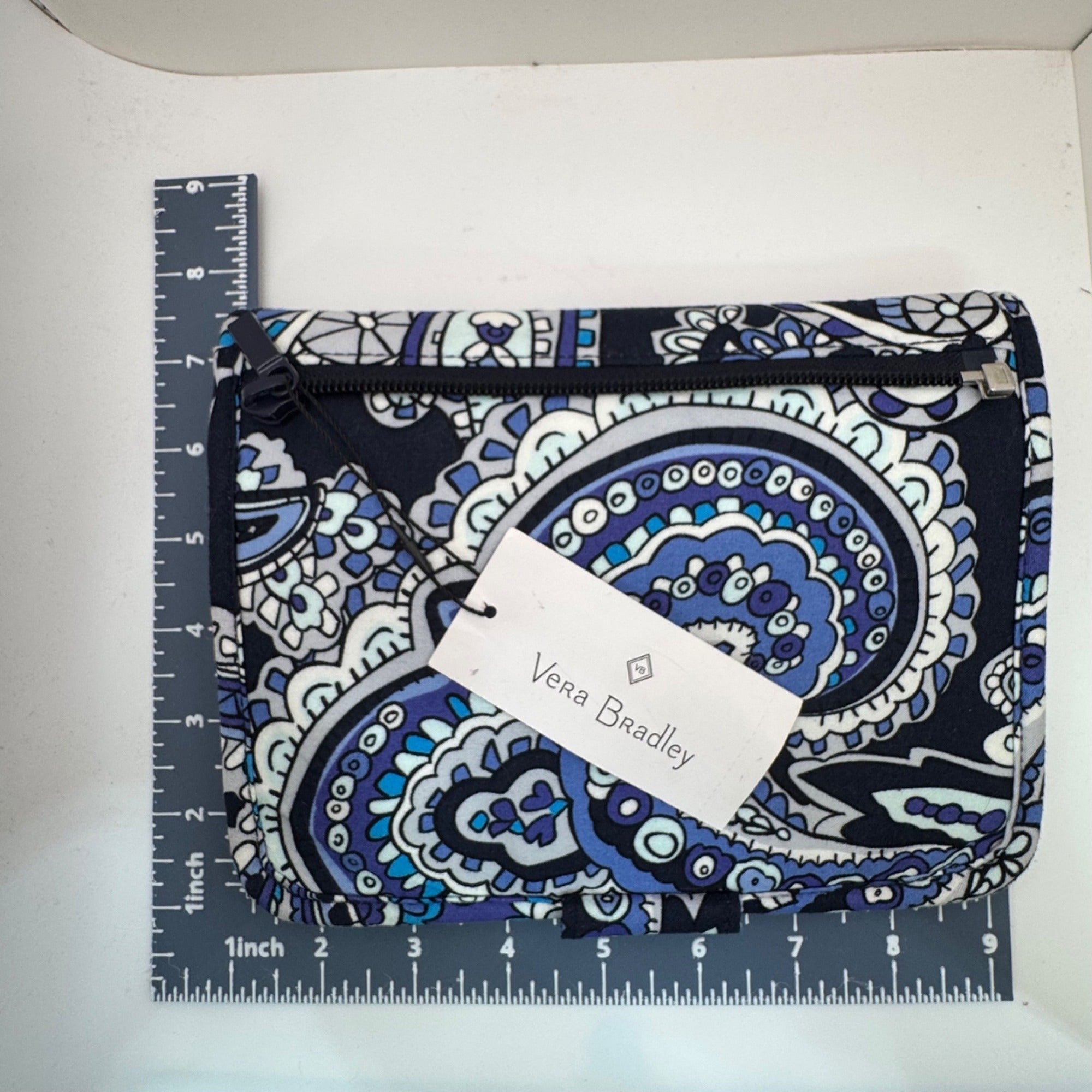Vera Bradley Iconic Zip-In Jewelry Case Deep Night Paisley Cotton Travel Organizer