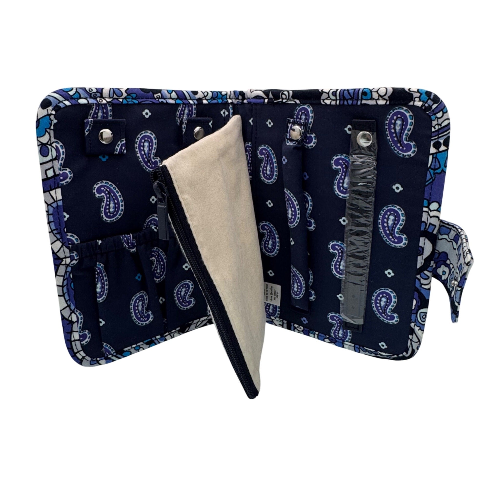 Vera Bradley Iconic Zip-In Jewelry Case Deep Night Paisley Cotton Travel Organizer
