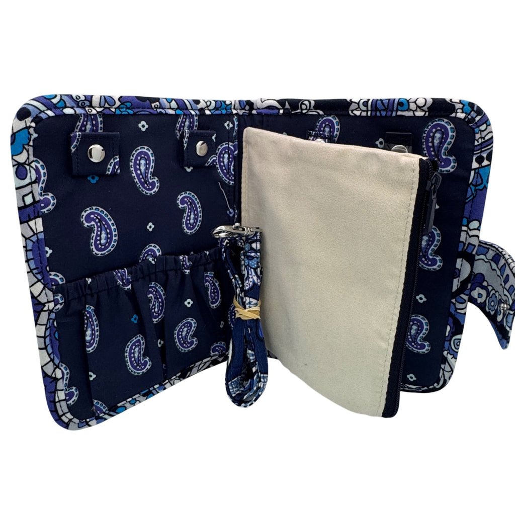 Vera Bradley Iconic Zip-In Jewelry Case Deep Night Paisley Cotton Travel Organizer