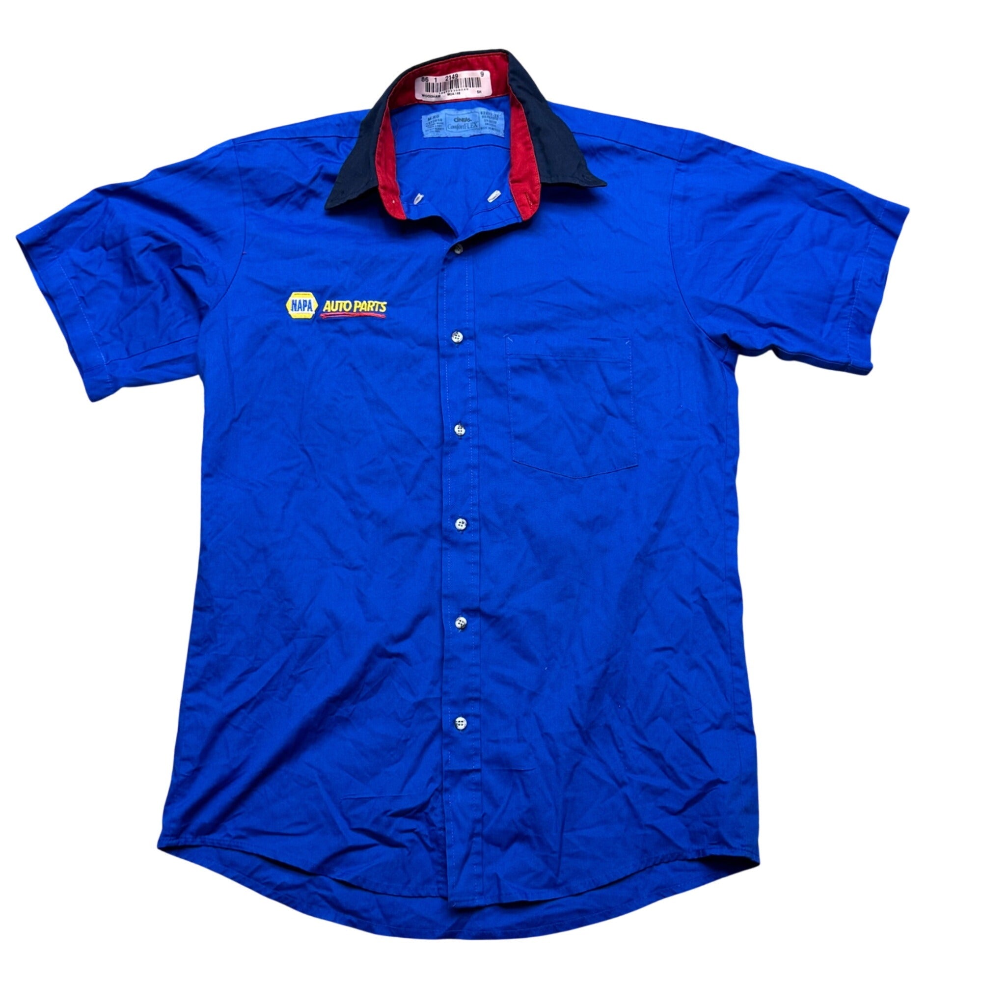 ComfortFlex Napa Auto Parts Uniform Work Shirt M Blue Short Sleeve Button-Down