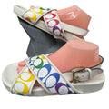 Coach Rainbow Signature Slide Sandals Size 11 B White Strap Womens Pride READ